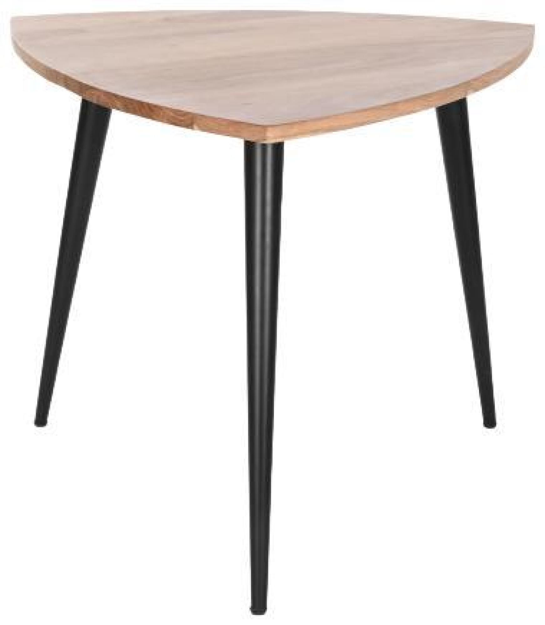 Product photograph of Acacia Wood Triangular Coffee Table With Black Metal Legs from Choice Furniture Superstore.