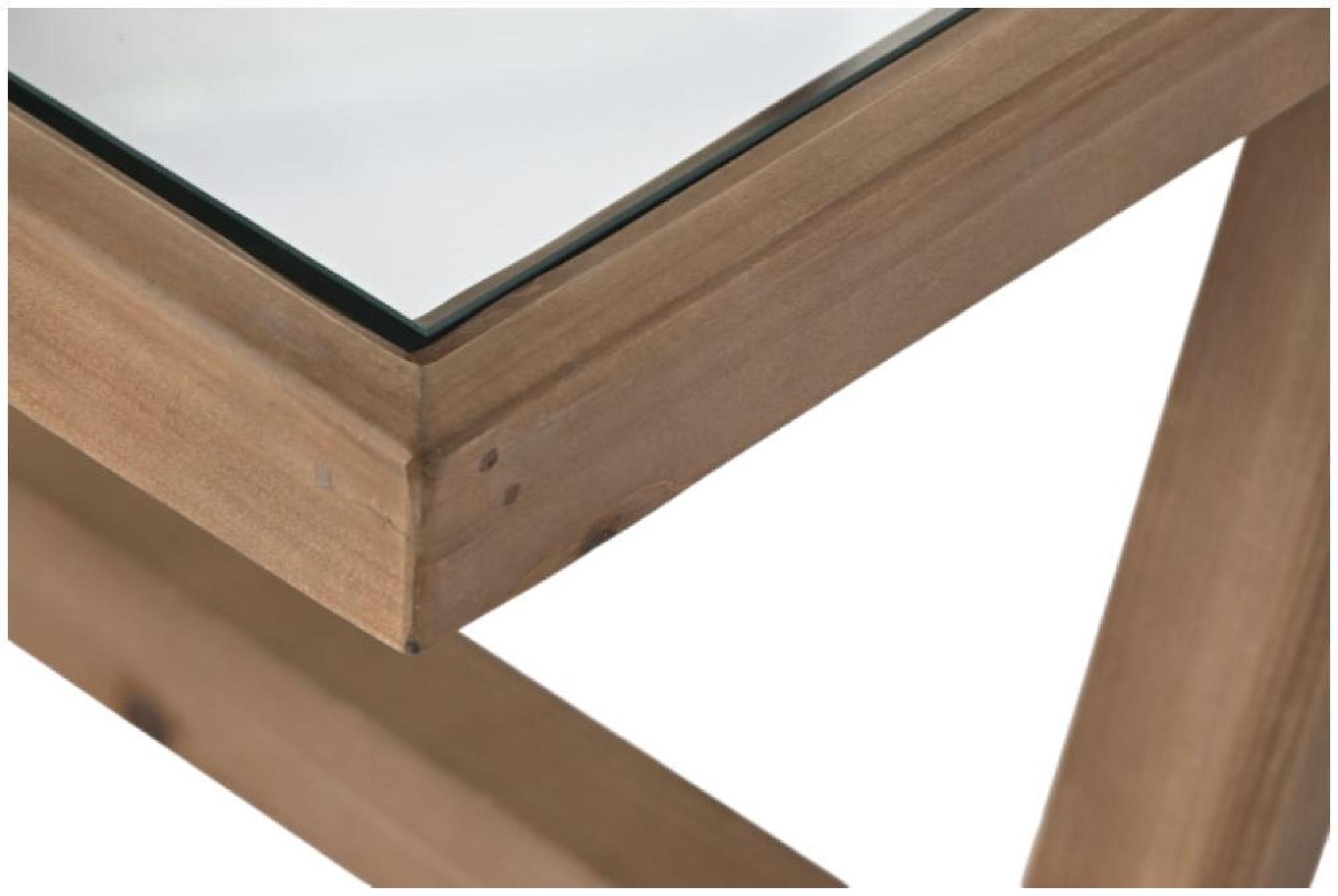 Product photograph of Modern Glass Top Coffee Table With Solid Wood Trim from Choice Furniture Superstore.