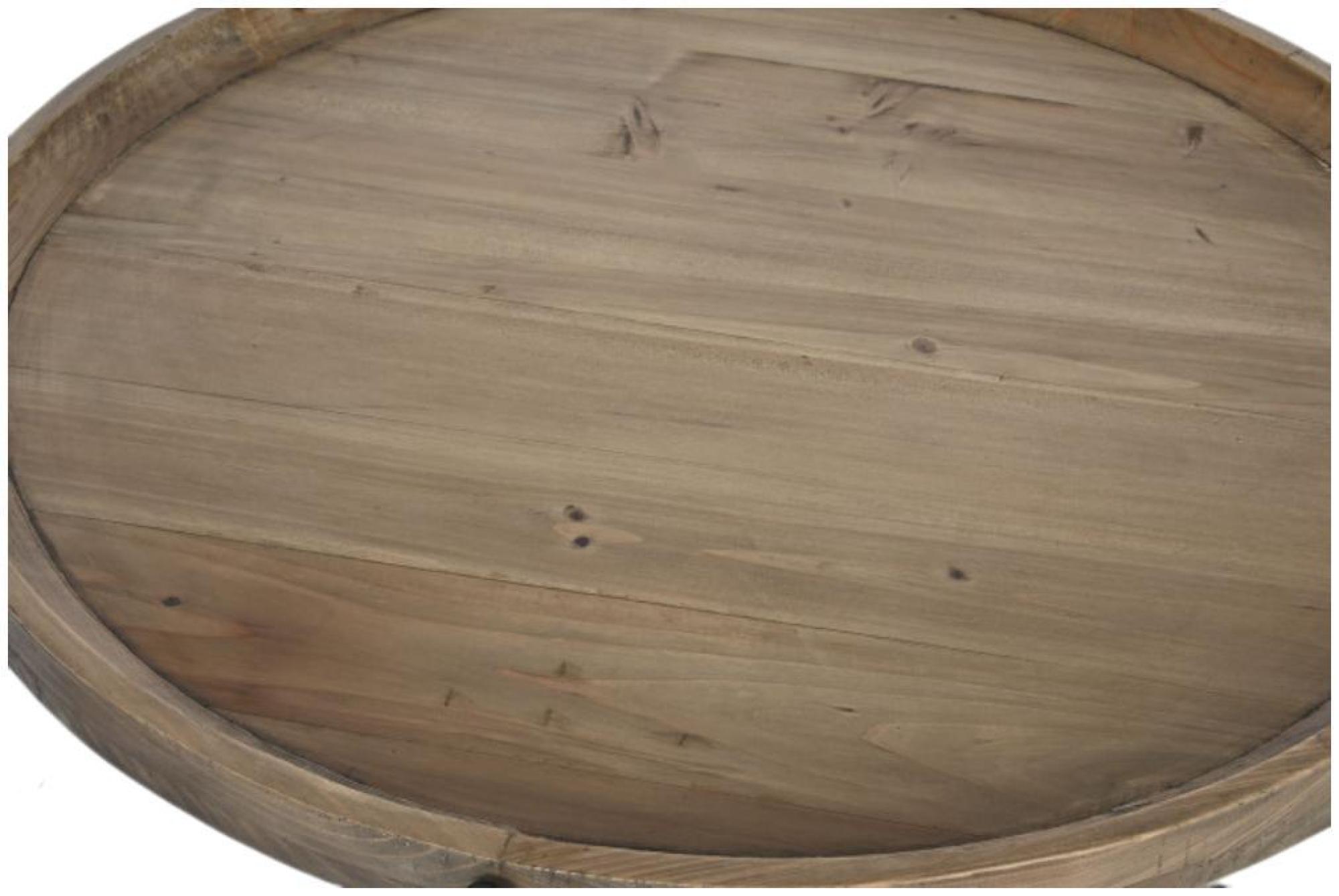 Product photograph of Wooden Black Metal Round Coffee Table from Choice Furniture Superstore.