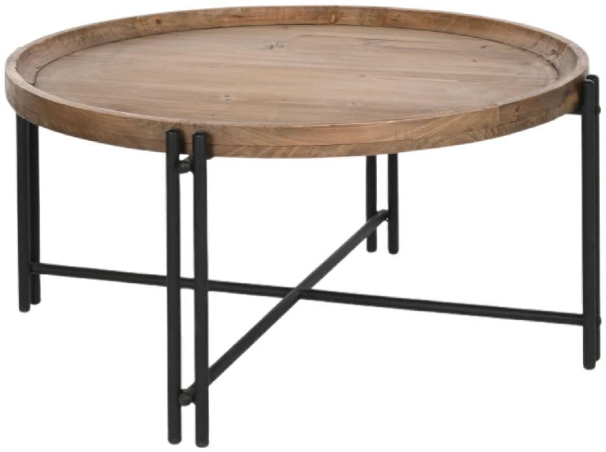 Product photograph of Wooden Black Metal Round Coffee Table from Choice Furniture Superstore.