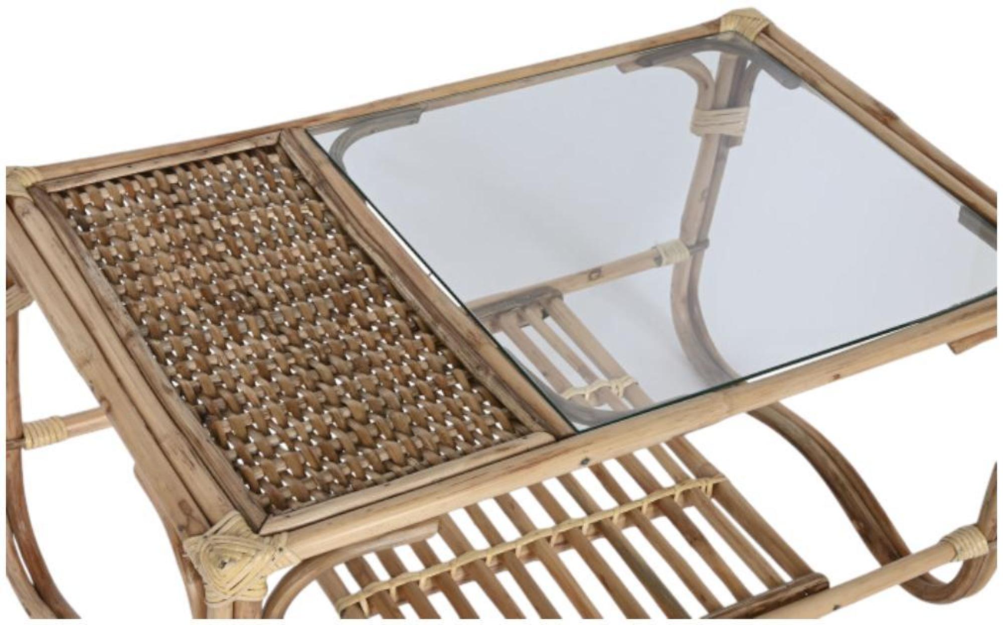 Product photograph of Glass And Rattan Coffee Table With Bamboo Frame from Choice Furniture Superstore.
