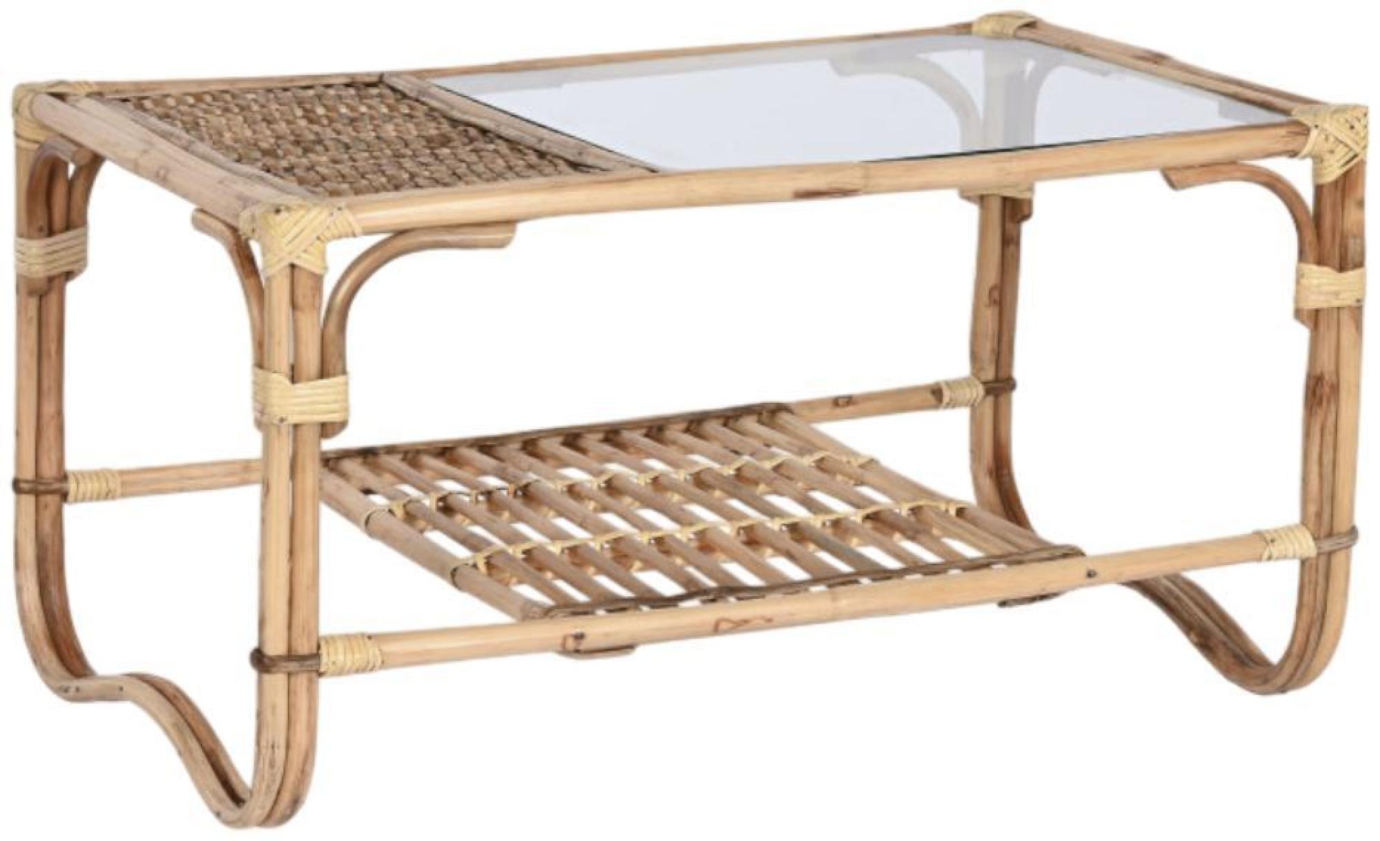 Product photograph of Glass And Rattan Coffee Table With Bamboo Frame from Choice Furniture Superstore.