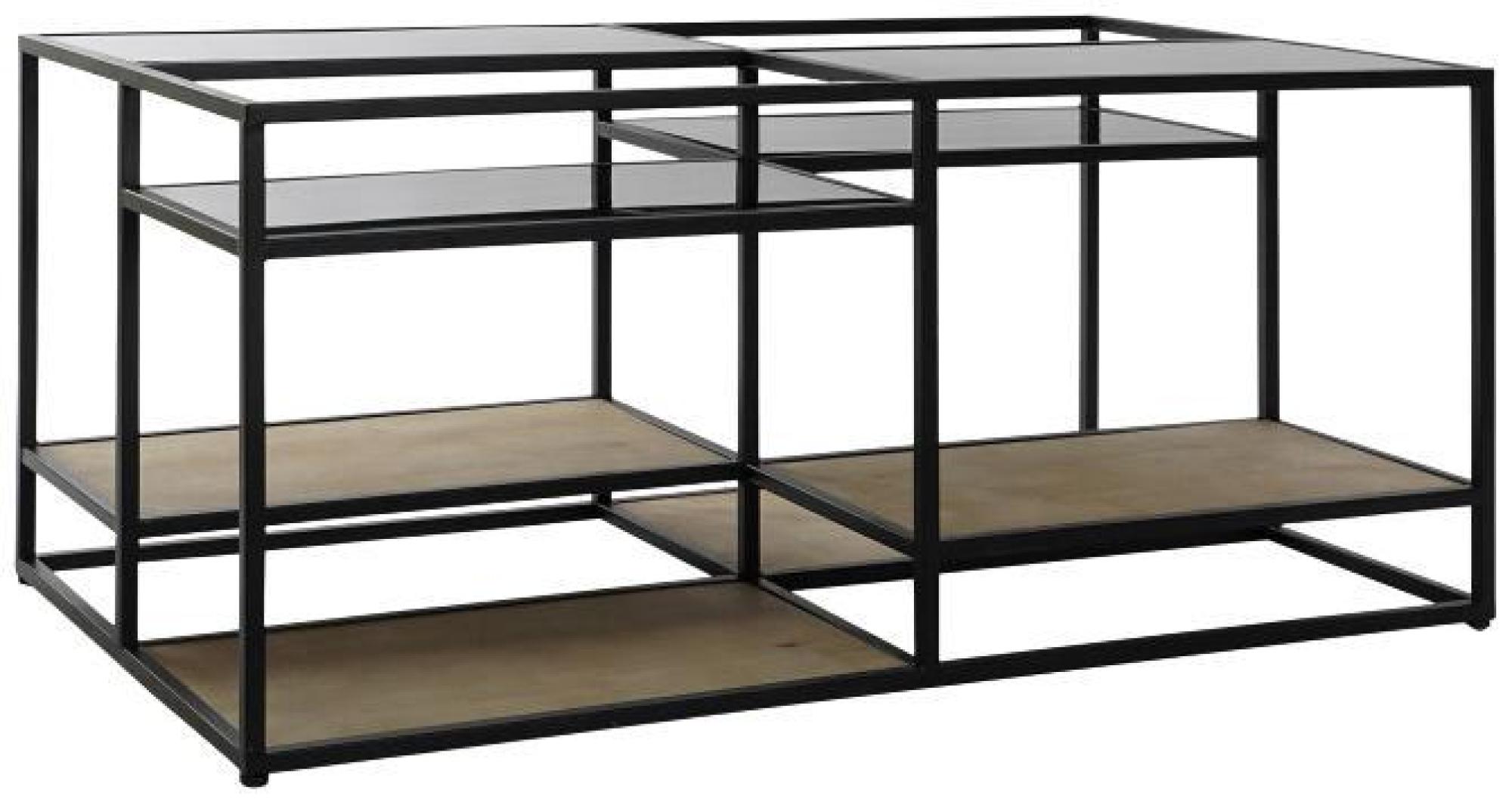Product photograph of Modern Wood And Glass Coffee Table With Black Metal Frame from Choice Furniture Superstore.