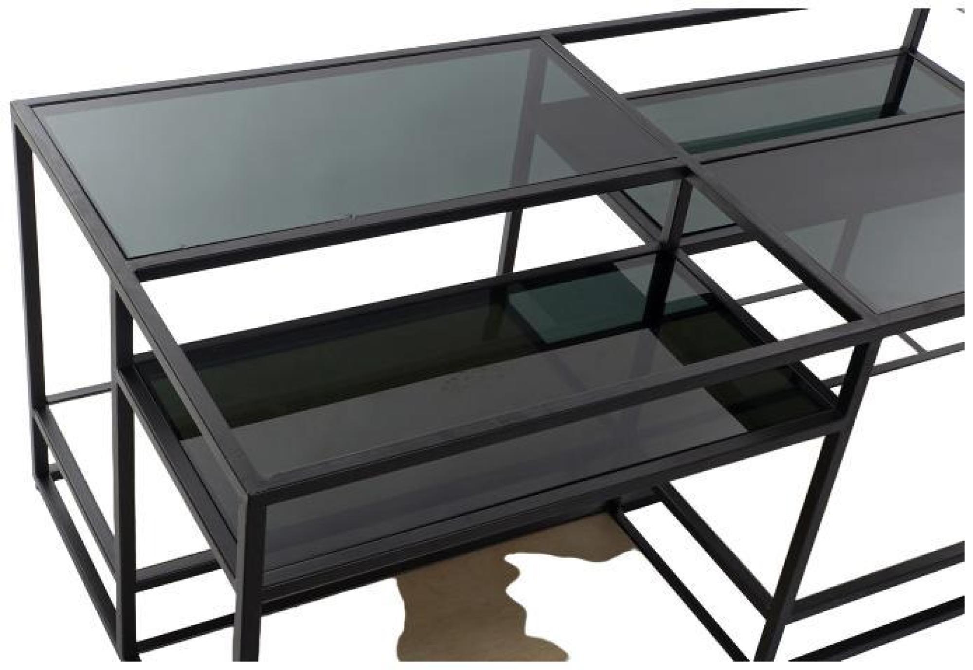 Product photograph of Modern Wood And Glass Coffee Table With Black Metal Frame from Choice Furniture Superstore.