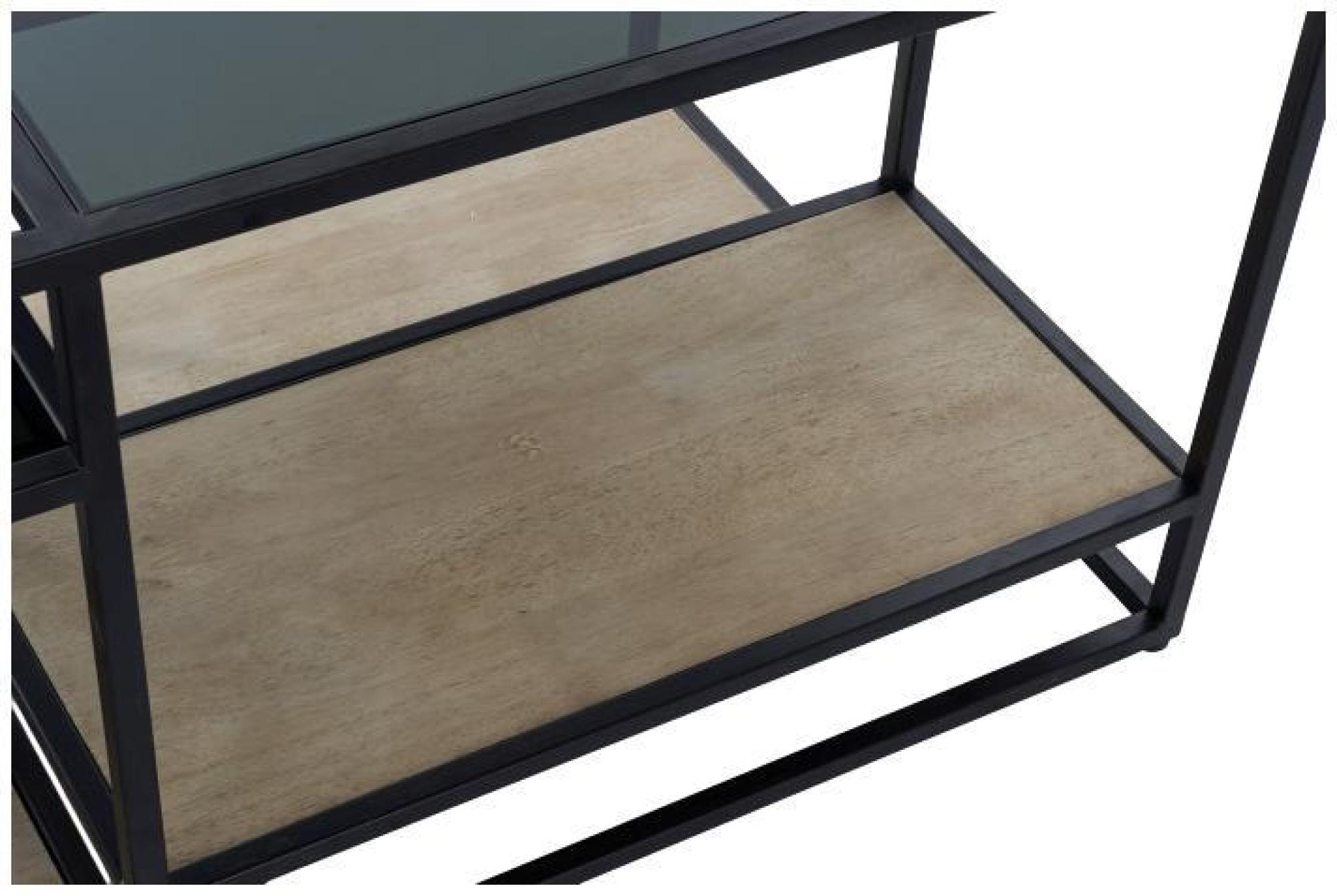 Product photograph of Modern Wood And Glass Coffee Table With Black Metal Frame from Choice Furniture Superstore.