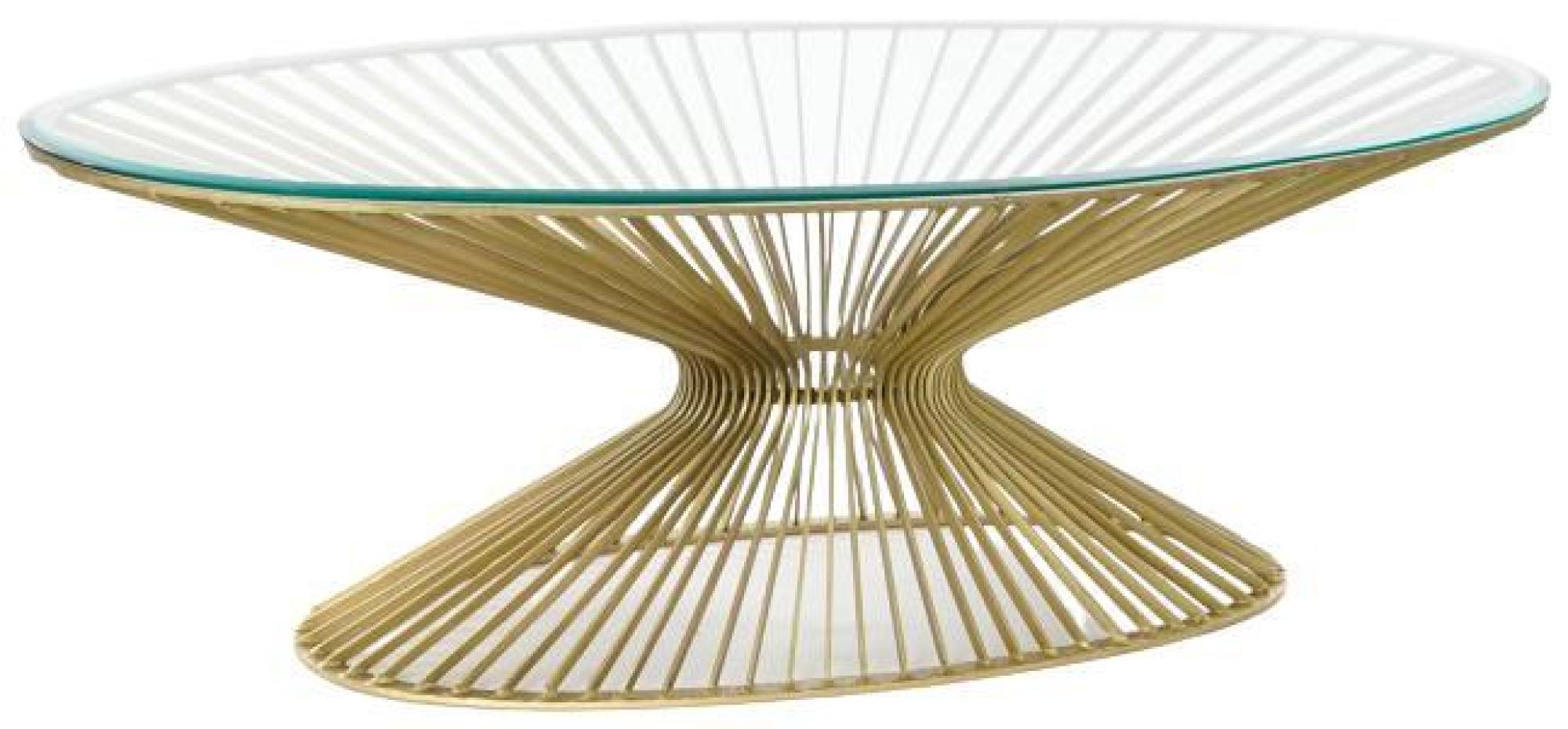 Product photograph of Modern Glass Top And Golden Base Coffee Table from Choice Furniture Superstore.