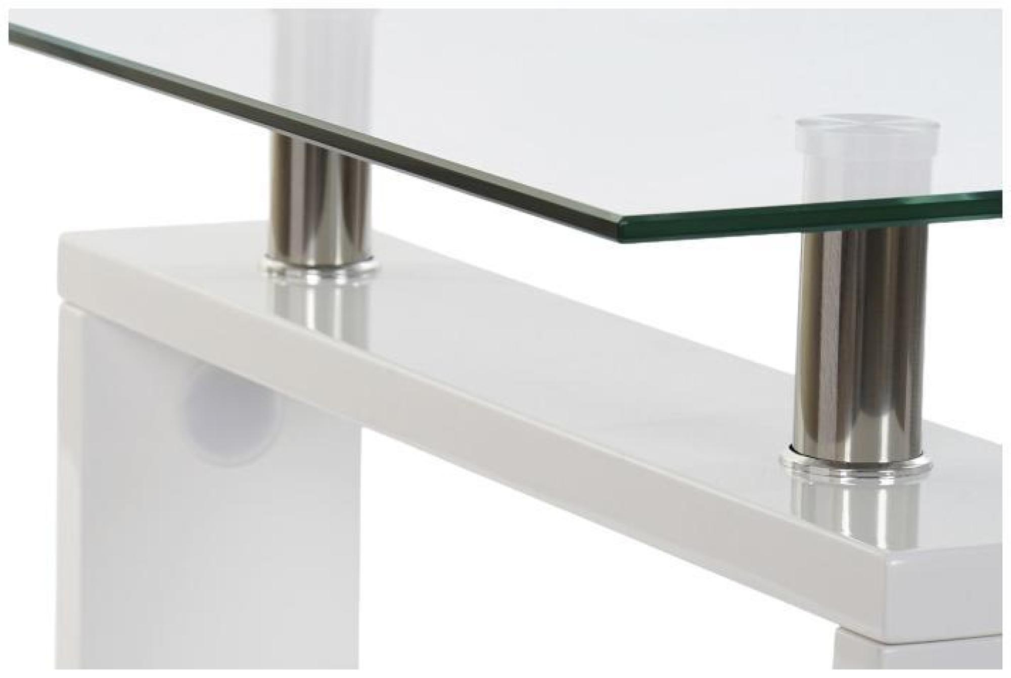 Product photograph of Modern White Metal And Glass Top Coffee Table from Choice Furniture Superstore.