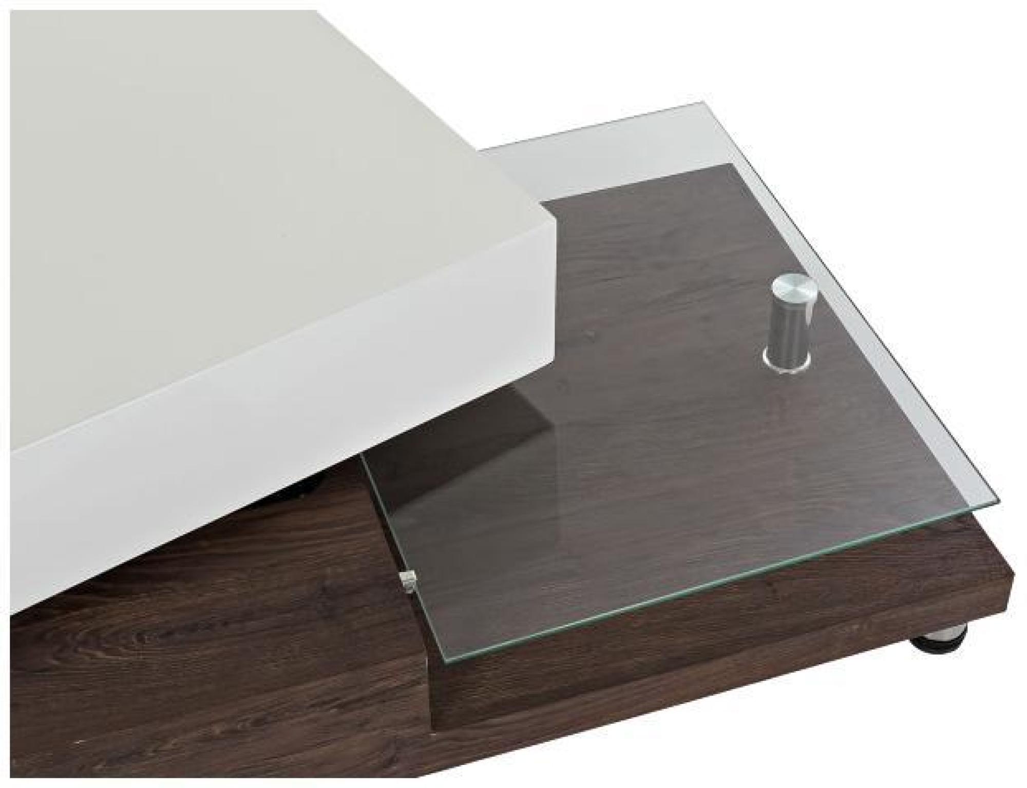 Product photograph of White And Dark Brown Glass Coffee Table from Choice Furniture Superstore.