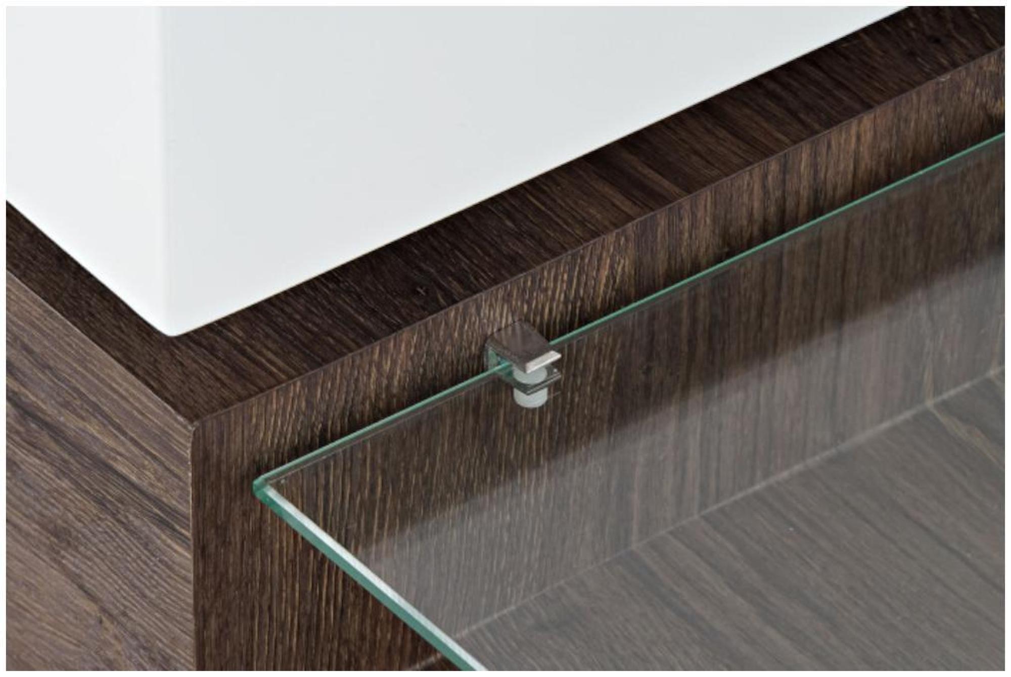 Product photograph of White And Dark Brown Glass Coffee Table from Choice Furniture Superstore.