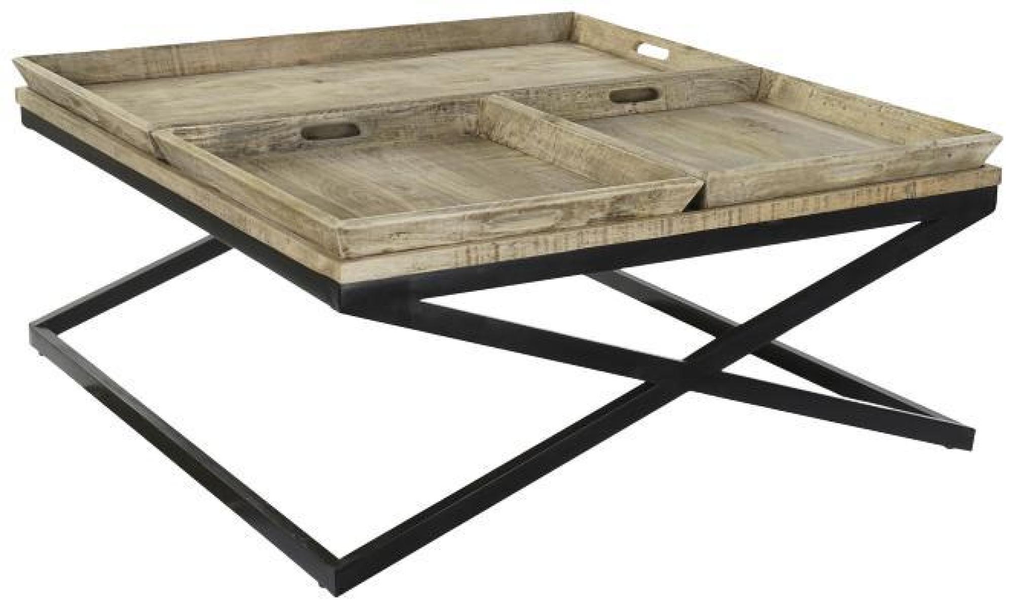 Product photograph of Wooden Black Metal Coffee Table from Choice Furniture Superstore.