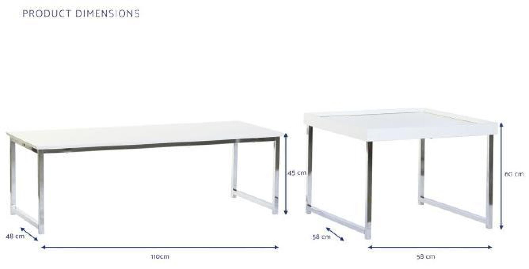 Product photograph of Chic Set Of 2 White And Silver Steel Coffee Table from Choice Furniture Superstore.