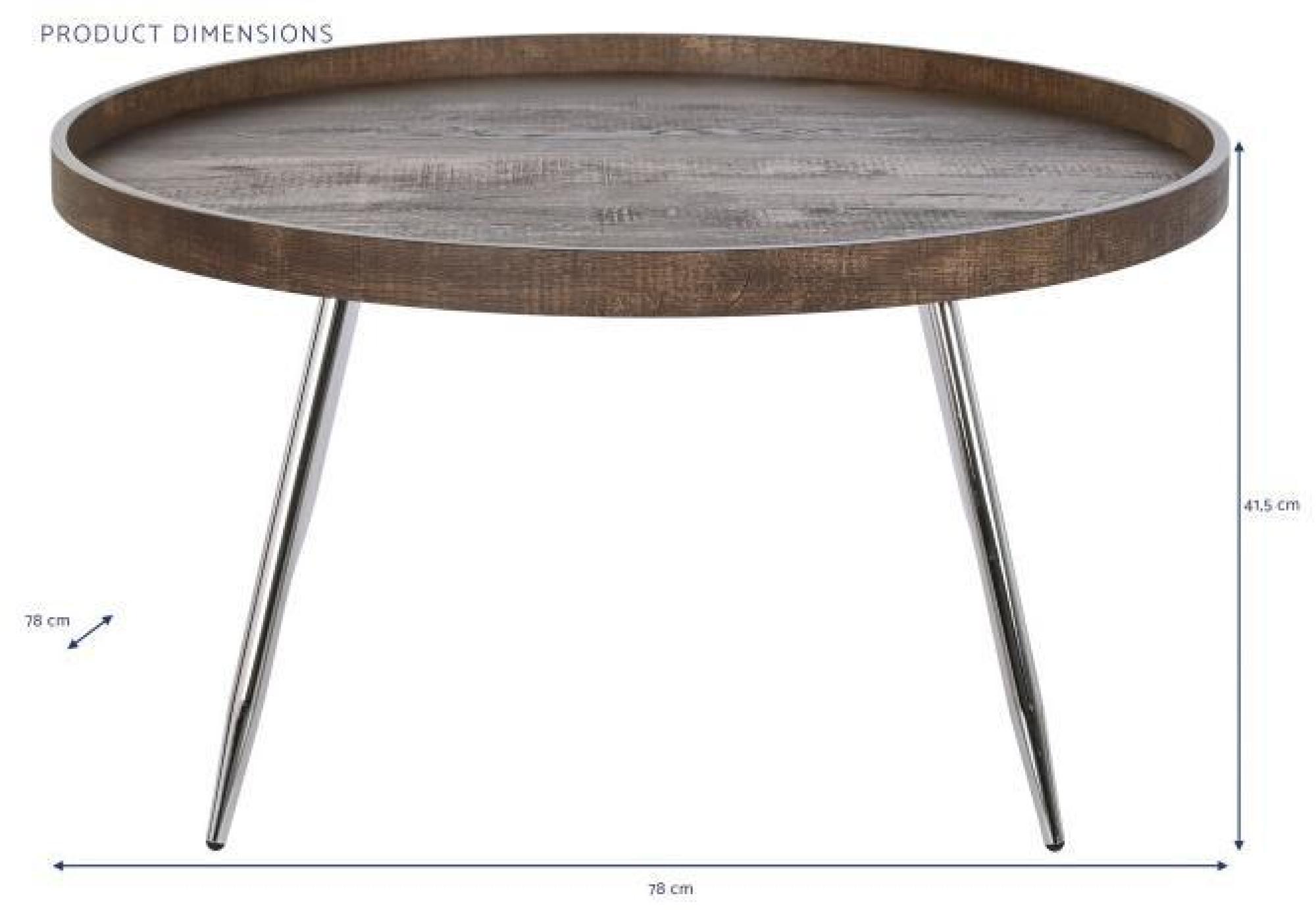 Product photograph of Modern Brown And Silver Steel Round Coffee Table from Choice Furniture Superstore.