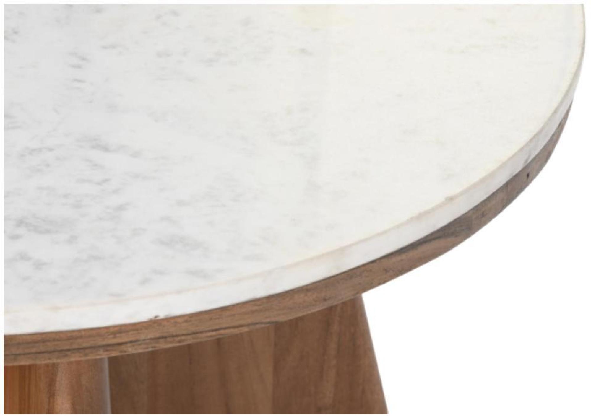 Product photograph of Modern White Marble And Acacia Wood Round Coffee Table from Choice Furniture Superstore.