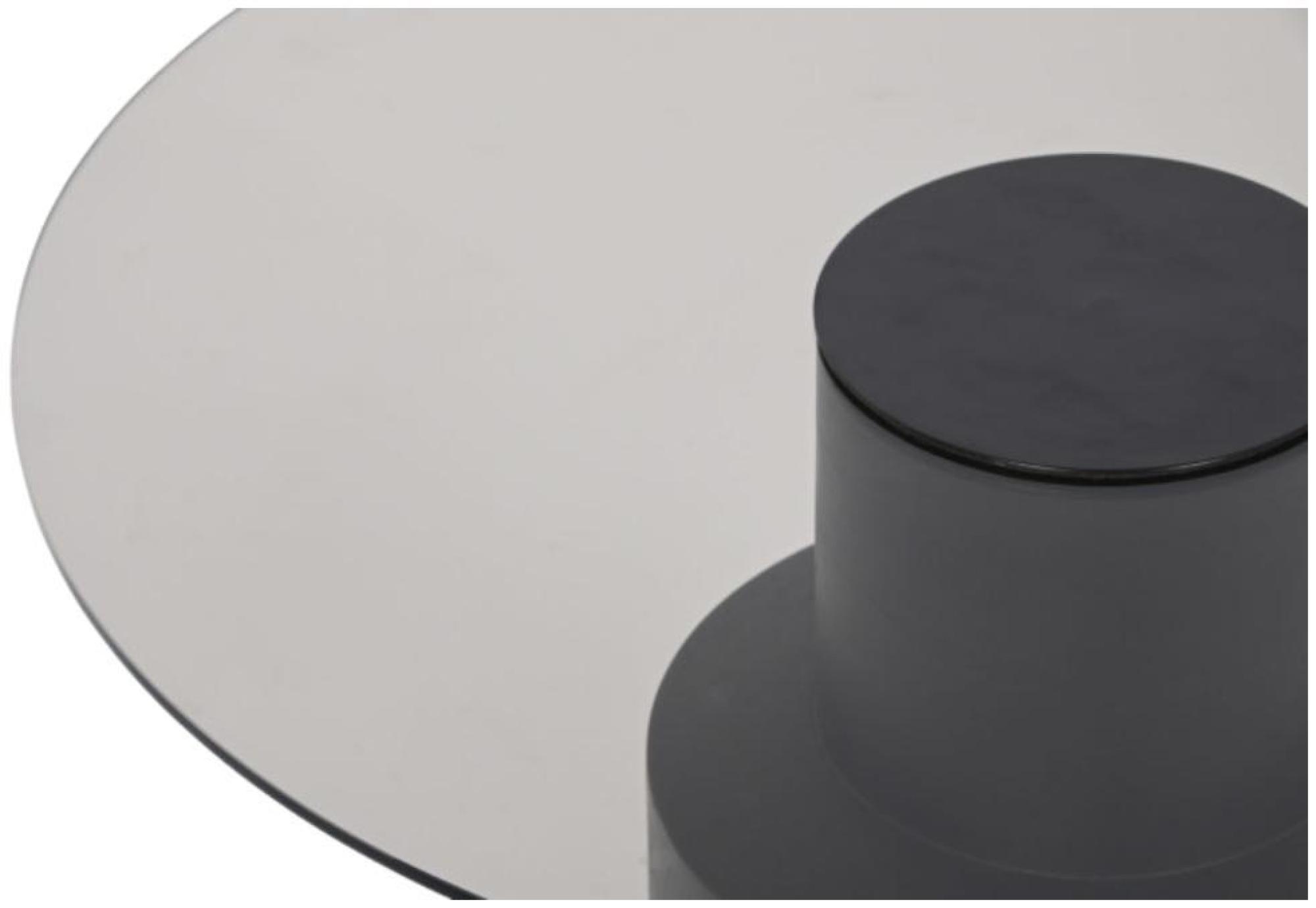 Product photograph of Modern Dark Brown And Black Glass Round Coffee Table from Choice Furniture Superstore.