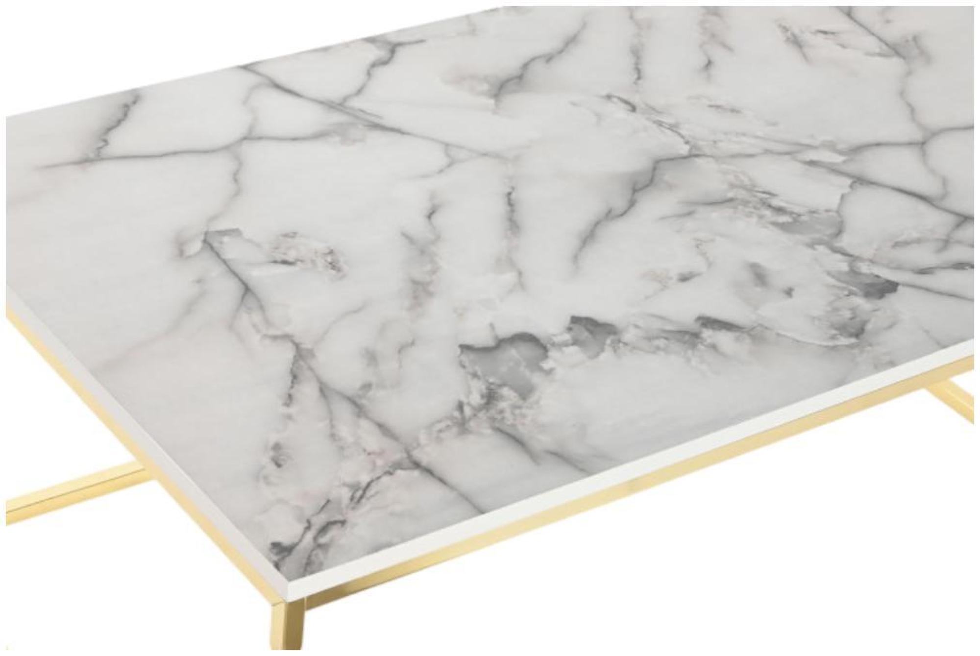 Product photograph of White Marble Look Coffee Table With Gold Base from Choice Furniture Superstore.