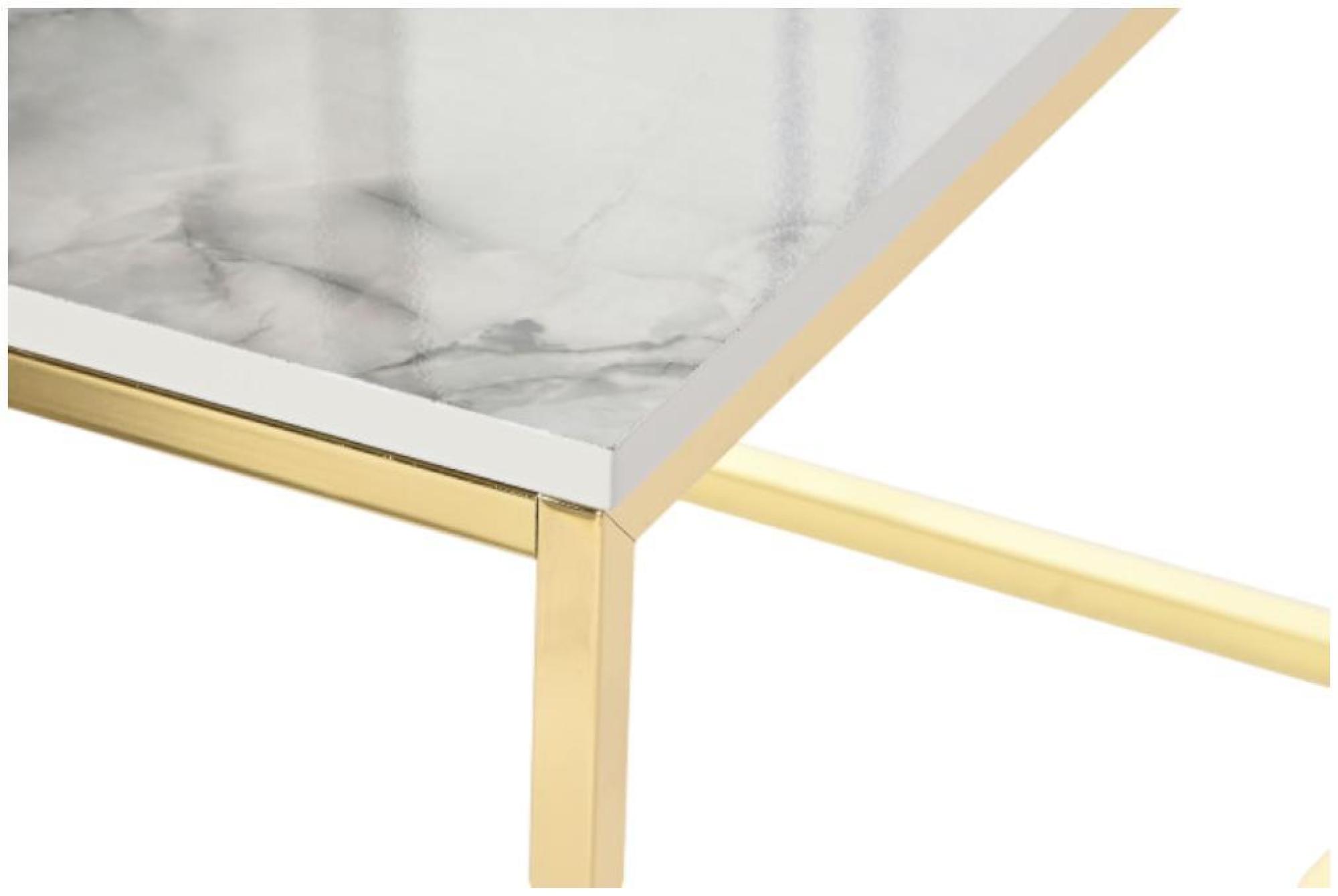 Product photograph of White Marble Look Coffee Table With Gold Base from Choice Furniture Superstore.