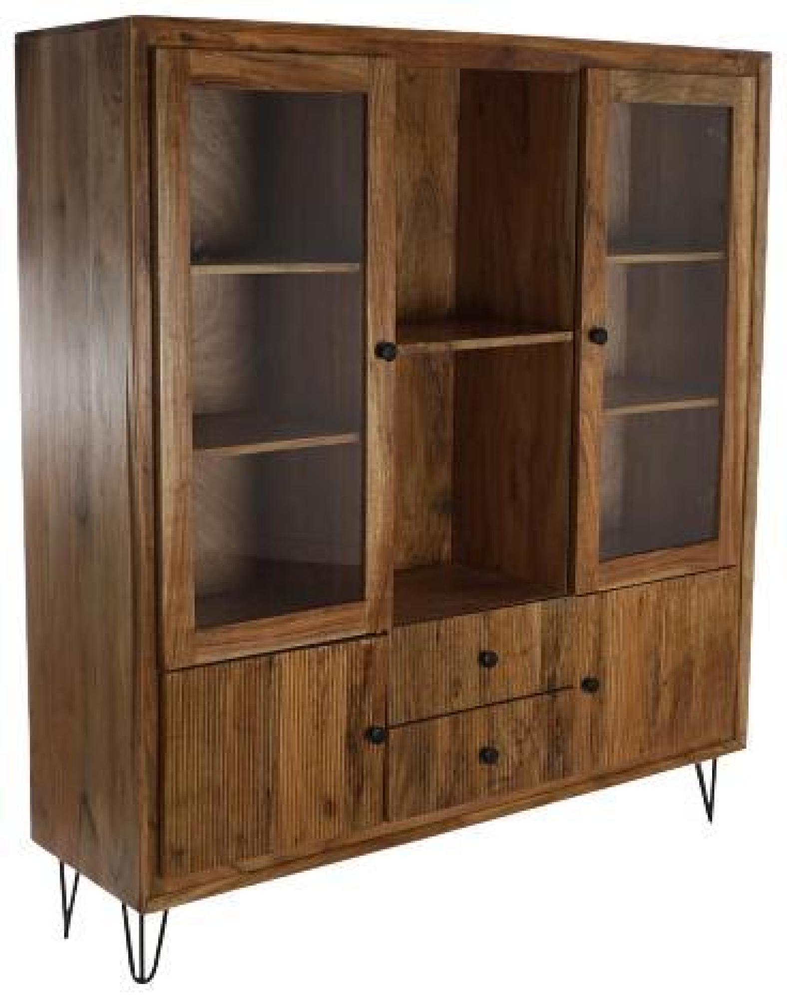 Product photograph of Acacia Wood 4 Door Large Display Cabinet from Choice Furniture Superstore.