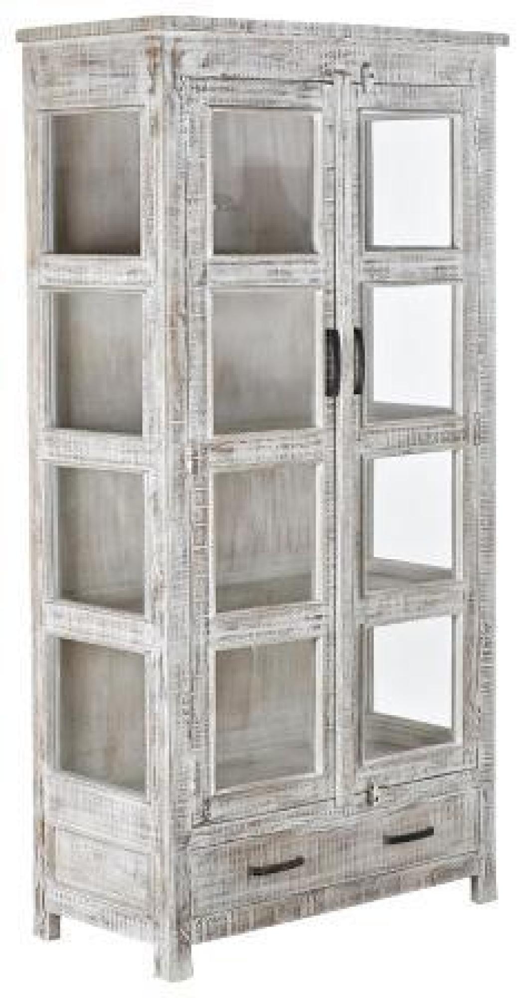 Product photograph of Mango Wood 2 Door Tall Display Cabinet from Choice Furniture Superstore.