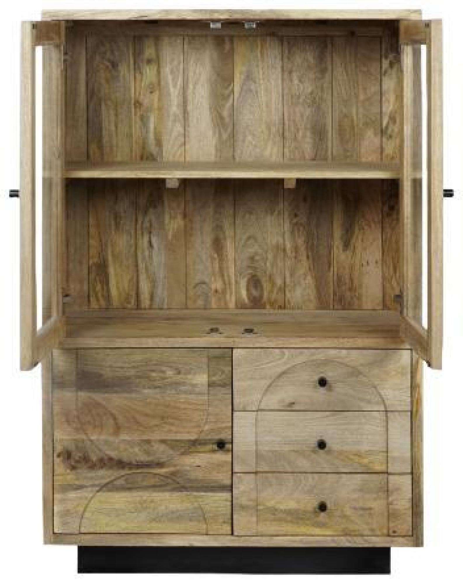 Product photograph of Bombay Mango Wood Geomatric 3 Door Display Cabinet from Choice Furniture Superstore.