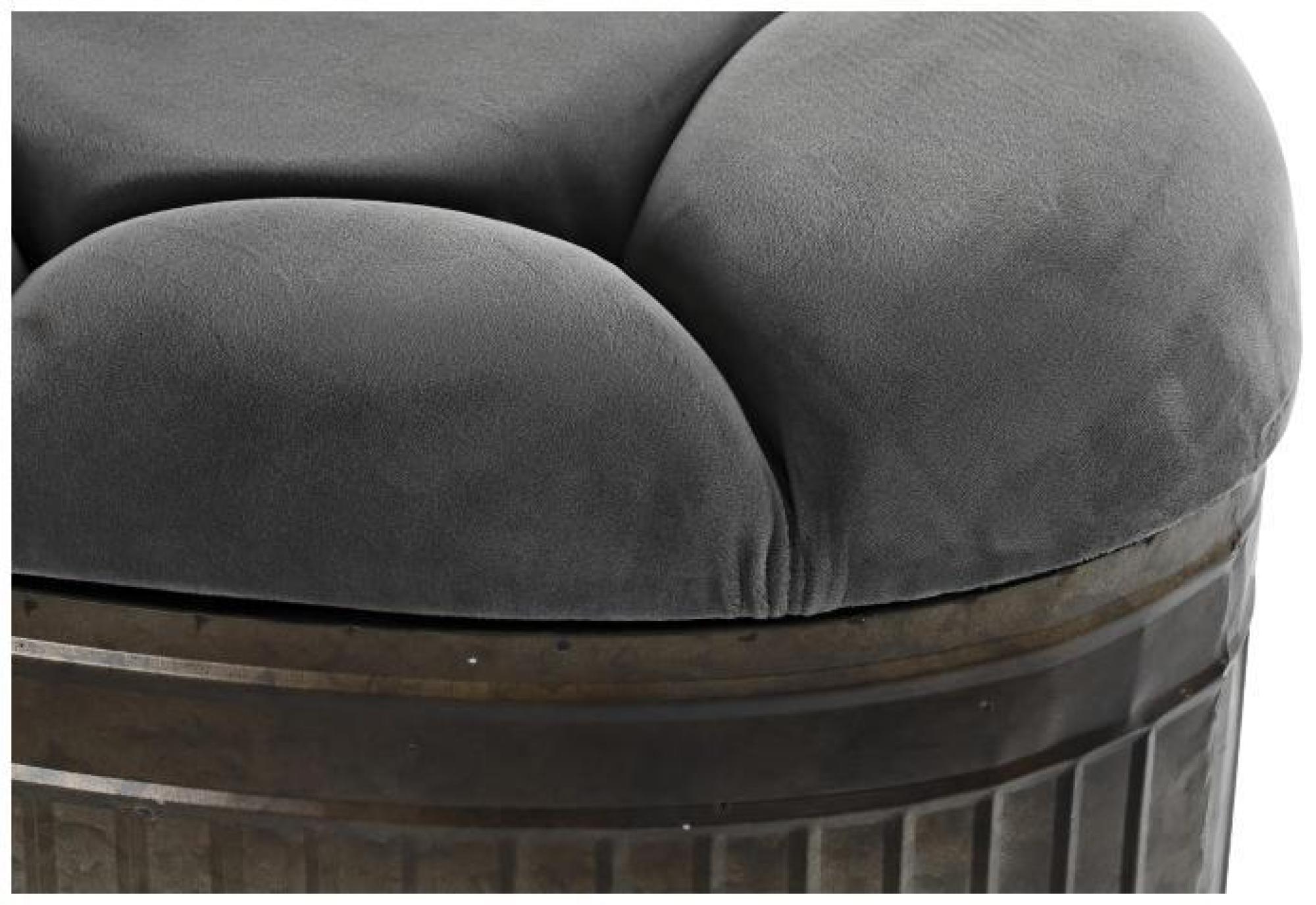 Product photograph of Quinn Grey Fabric And Metal Oval Ottoman Bench from Choice Furniture Superstore.