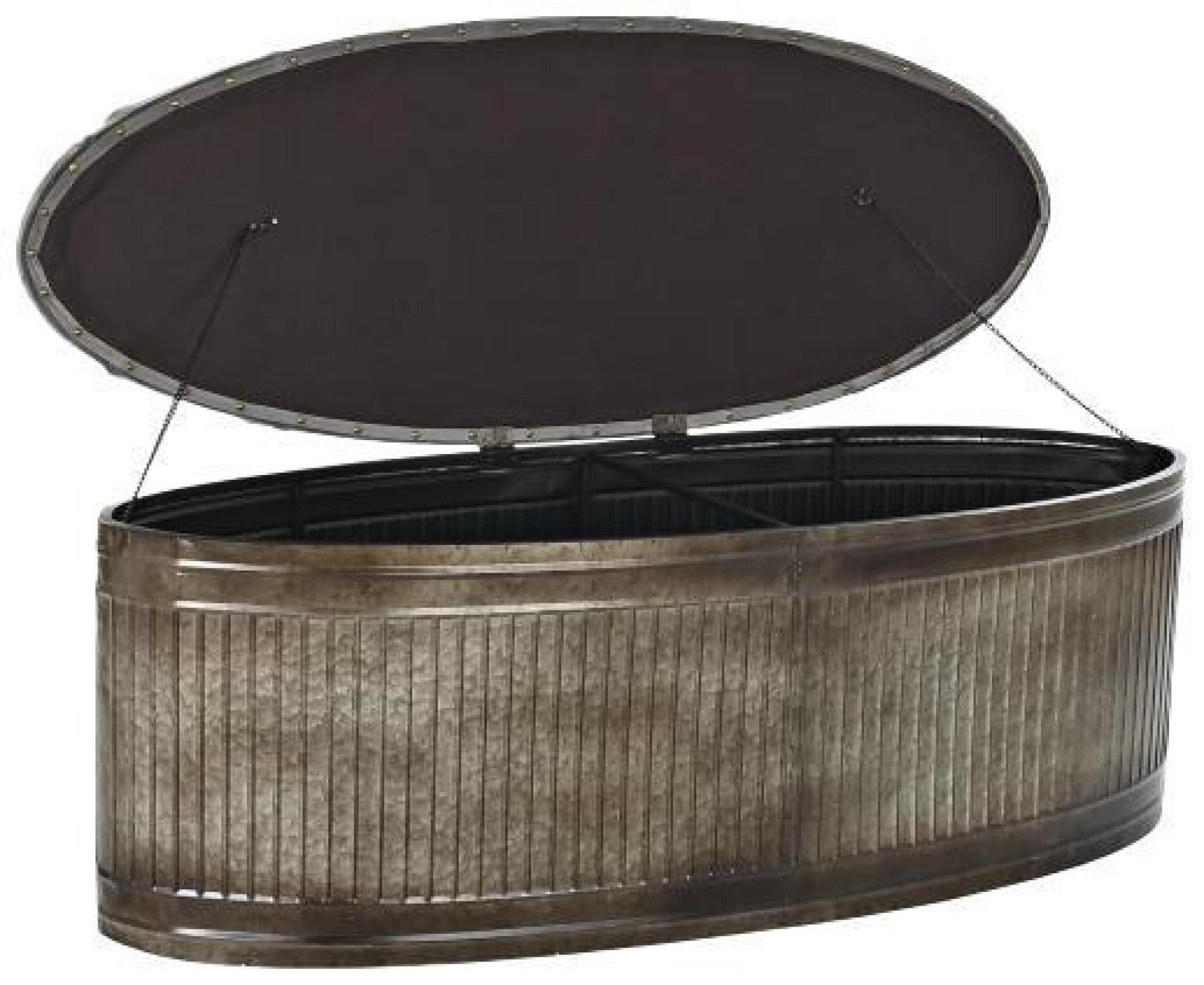 Product photograph of Quinn Grey Fabric And Metal Oval Ottoman Bench from Choice Furniture Superstore.