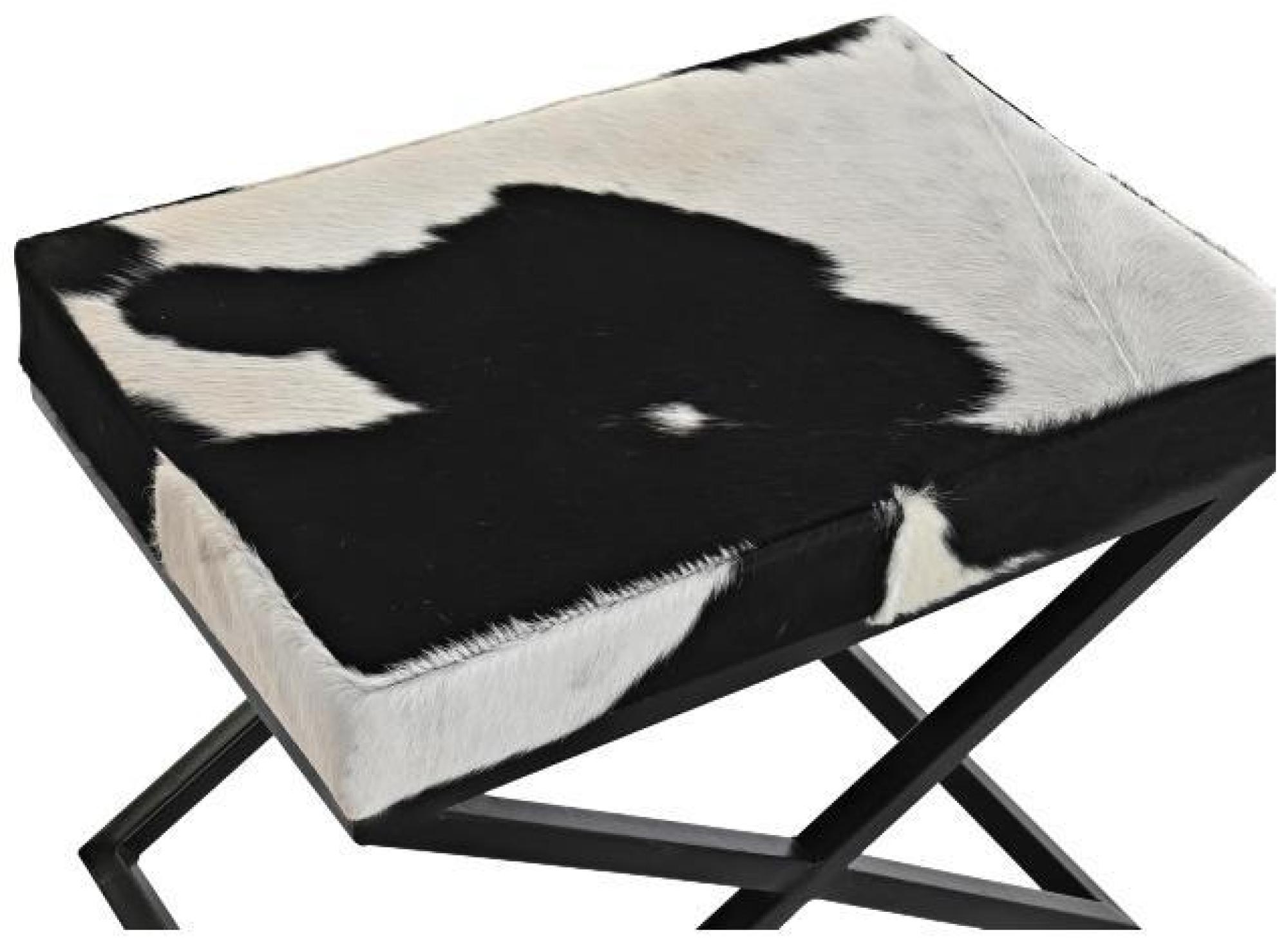 Product photograph of Cowhide Black And White Stool With Cross Legs from Choice Furniture Superstore.