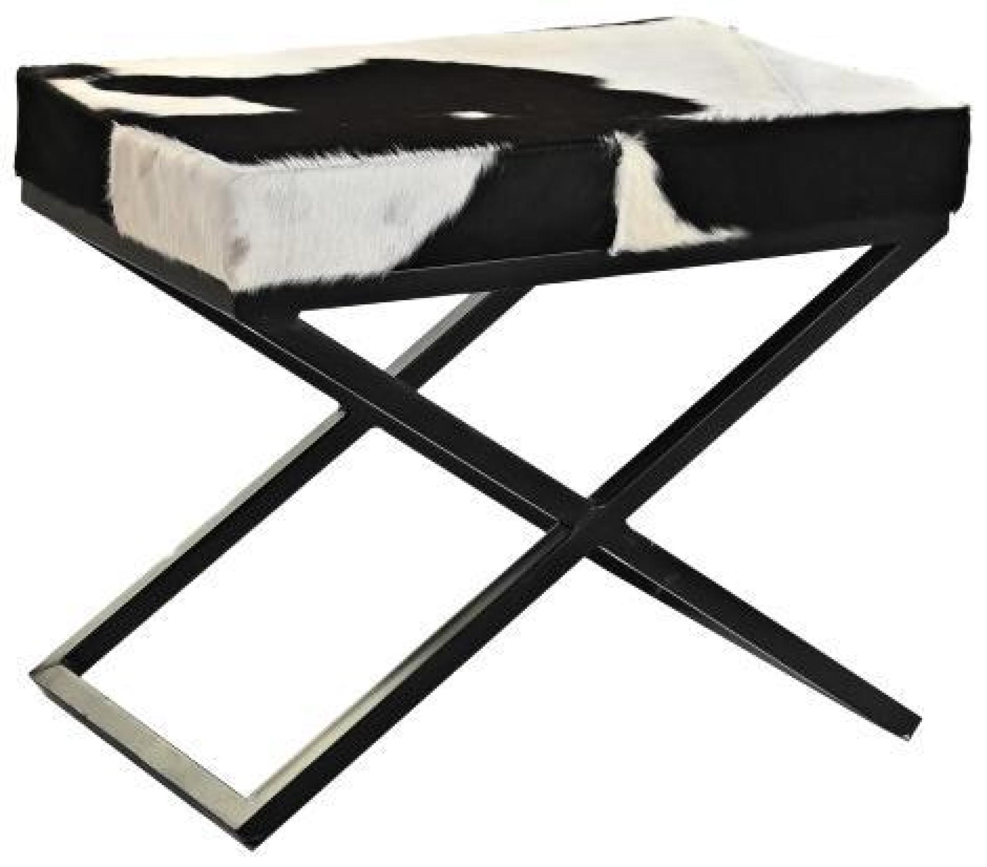 Product photograph of Cowhide Black And White Stool With Cross Legs from Choice Furniture Superstore.