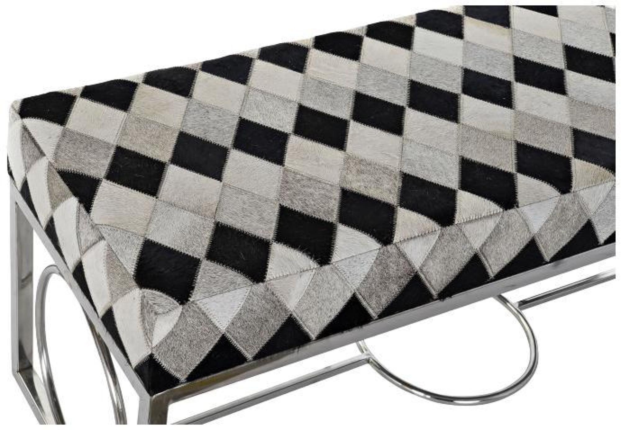 Product photograph of Seoni Grey Goat Skin Bench from Choice Furniture Superstore.