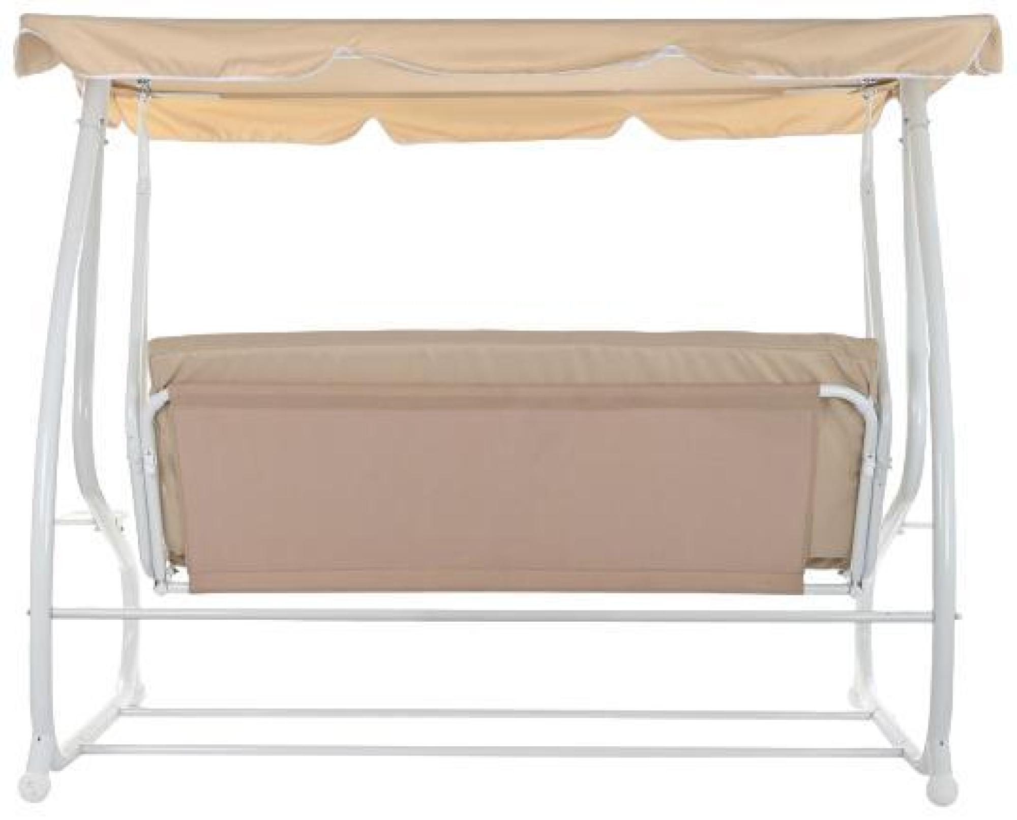 Product photograph of Garden Beige And White Steel Swing Bench from Choice Furniture Superstore.