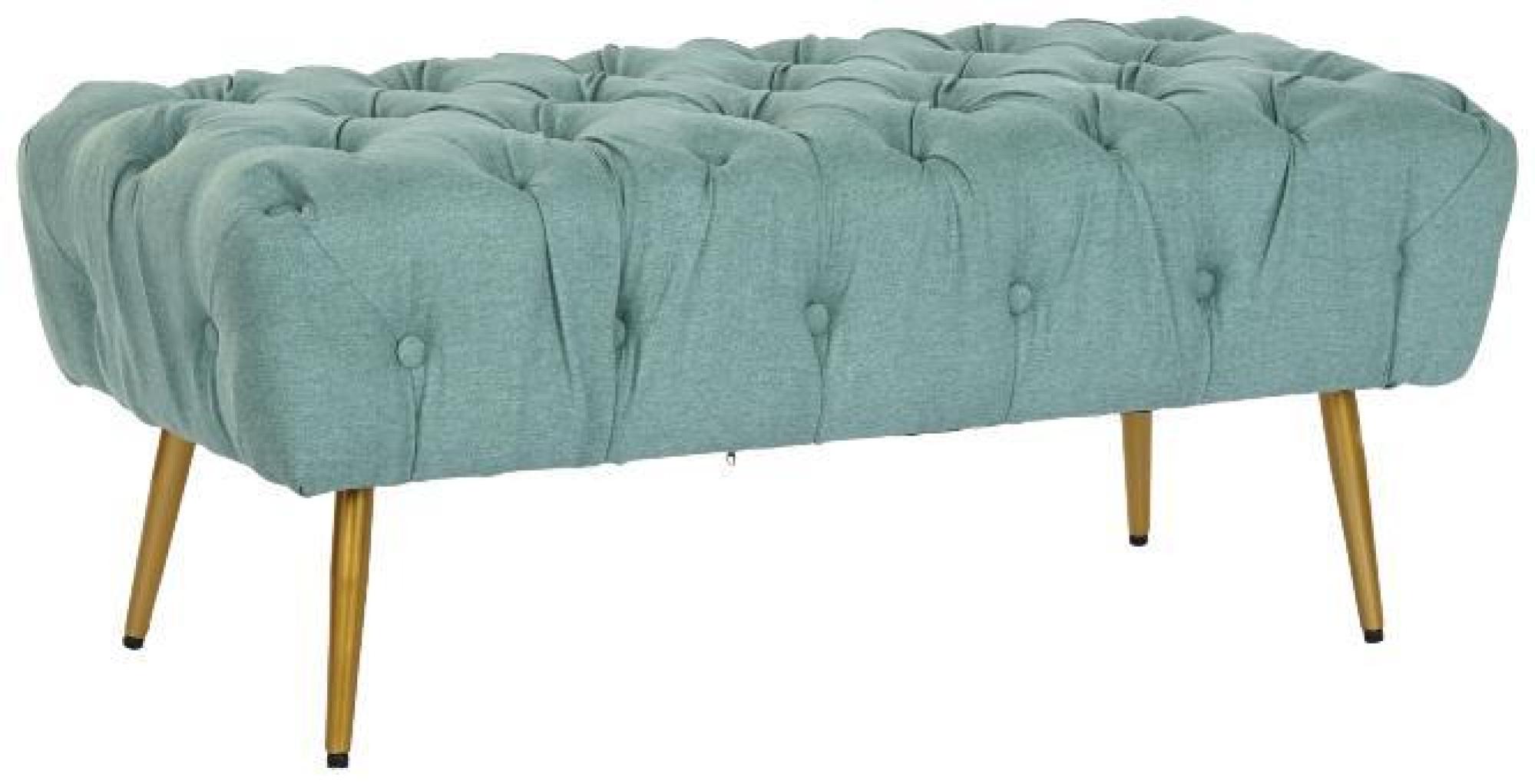 Product photograph of Glam Green Fabric Bench With Gold Legs from Choice Furniture Superstore.