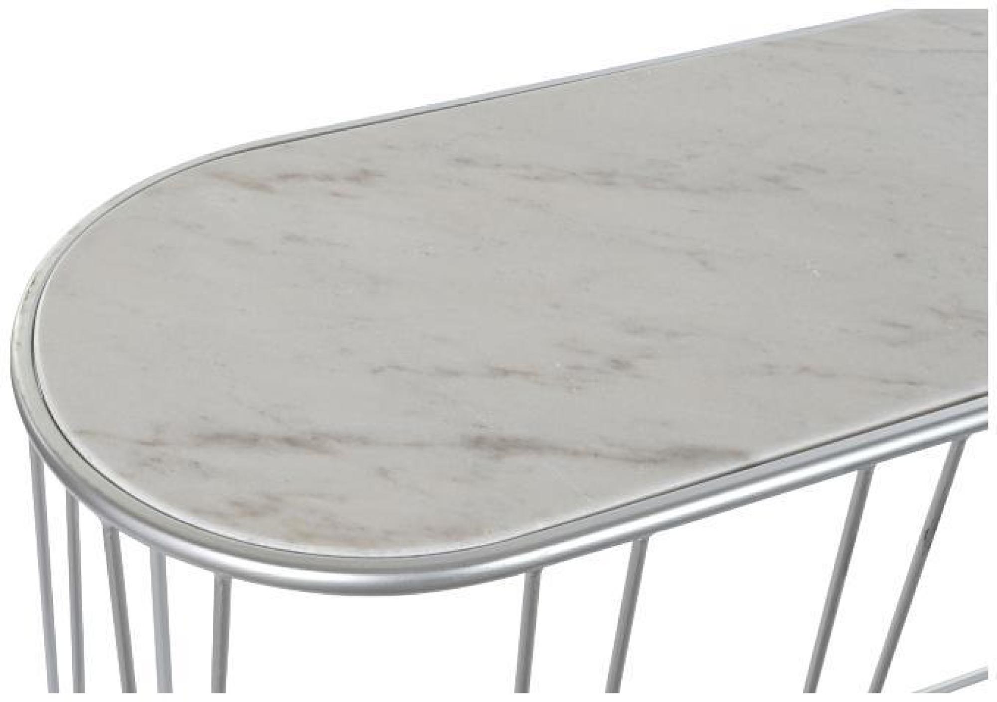 Product photograph of Chic White Marble Top And Silver Metal Console Table from Choice Furniture Superstore.