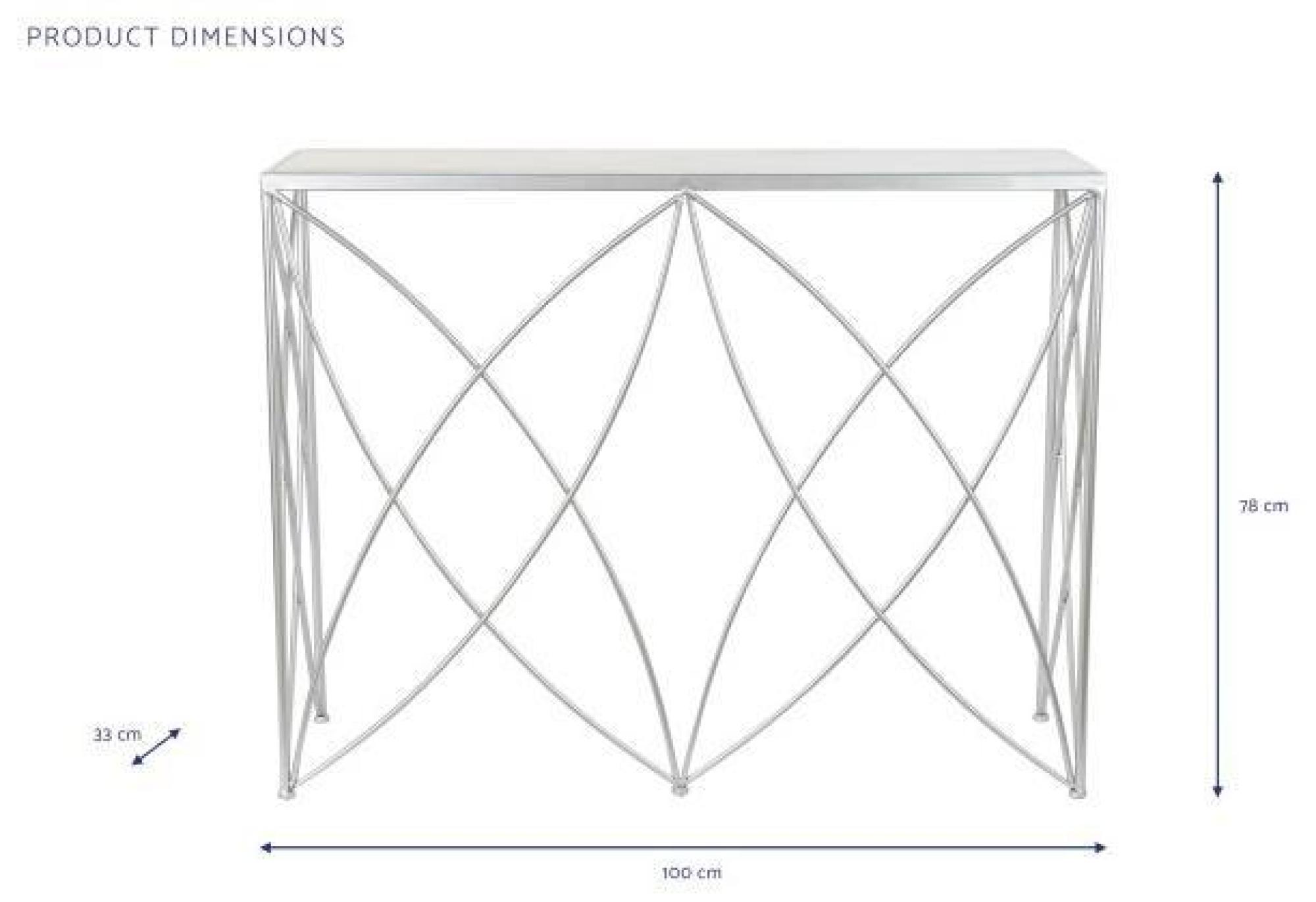 Product photograph of Chic White Marble Top And Silver Metal 100cm Console Table from Choice Furniture Superstore.