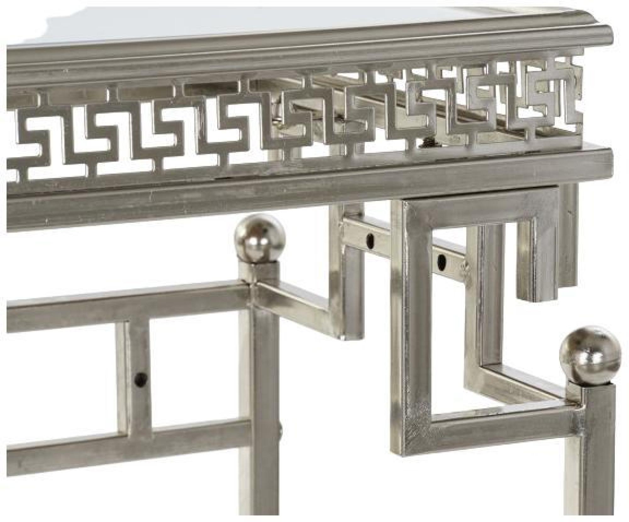 Product photograph of Glam Silver Metal Aged Console Table from Choice Furniture Superstore.