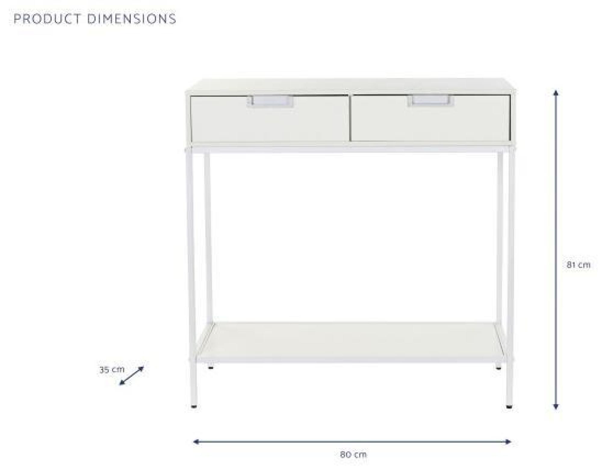 Product photograph of Urban White Metal 2 Drawer Console Table from Choice Furniture Superstore.