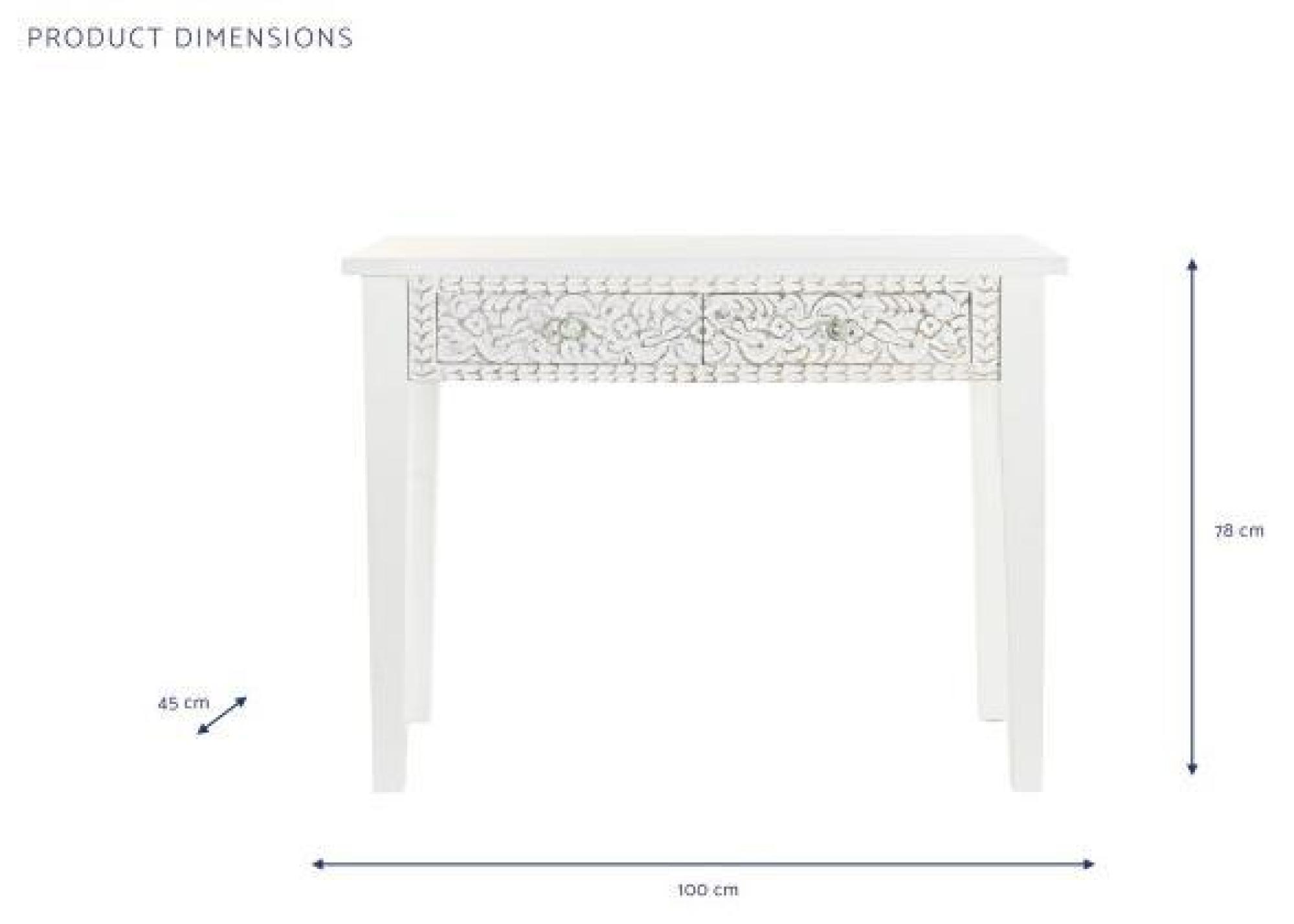 Product photograph of Bliss White Mango Wood 2 Drawer Console Table from Choice Furniture Superstore.