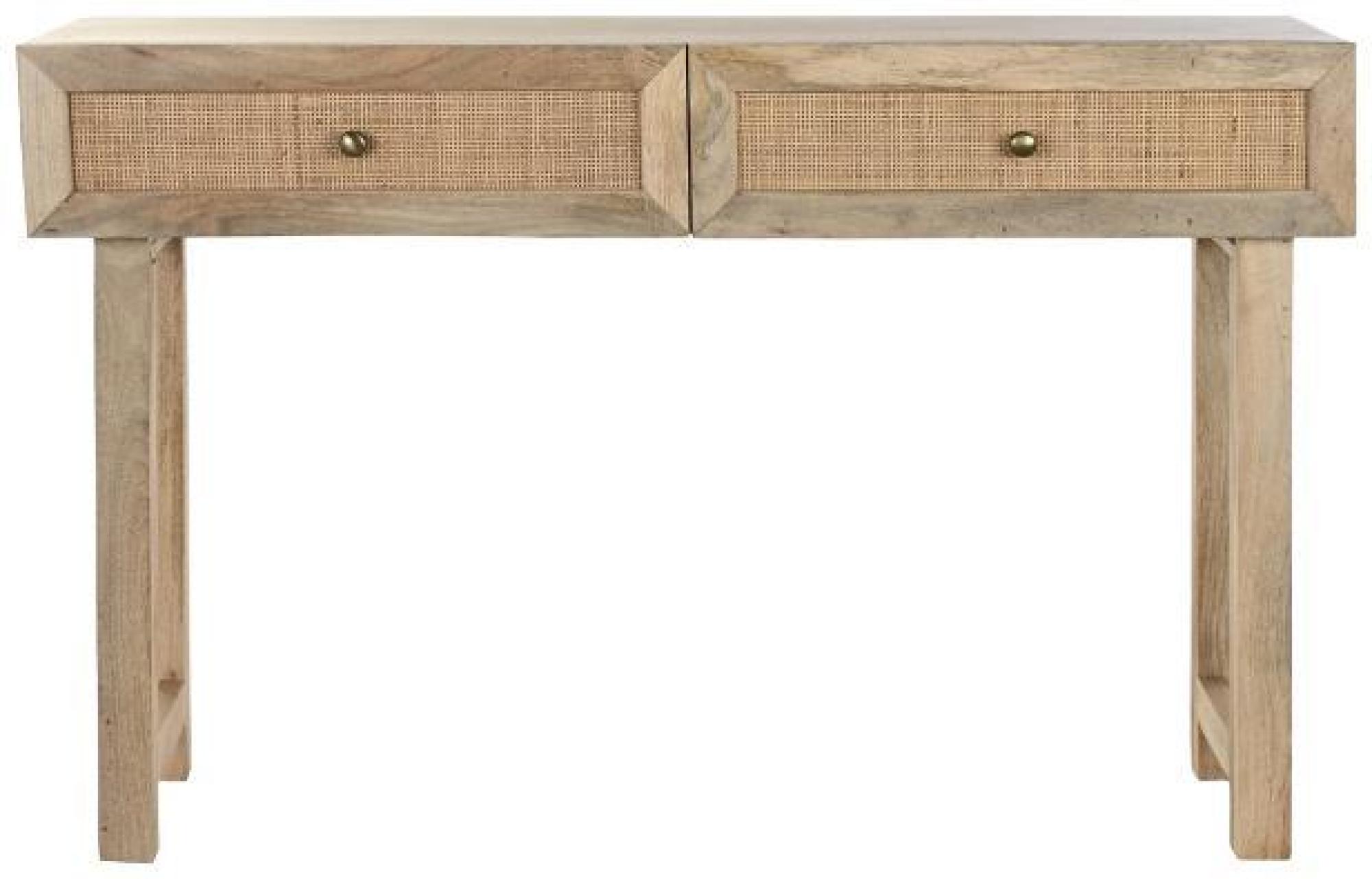 Product photograph of Douglas Mango Wood And Rattan 2 Drawer Console Table from Choice Furniture Superstore.