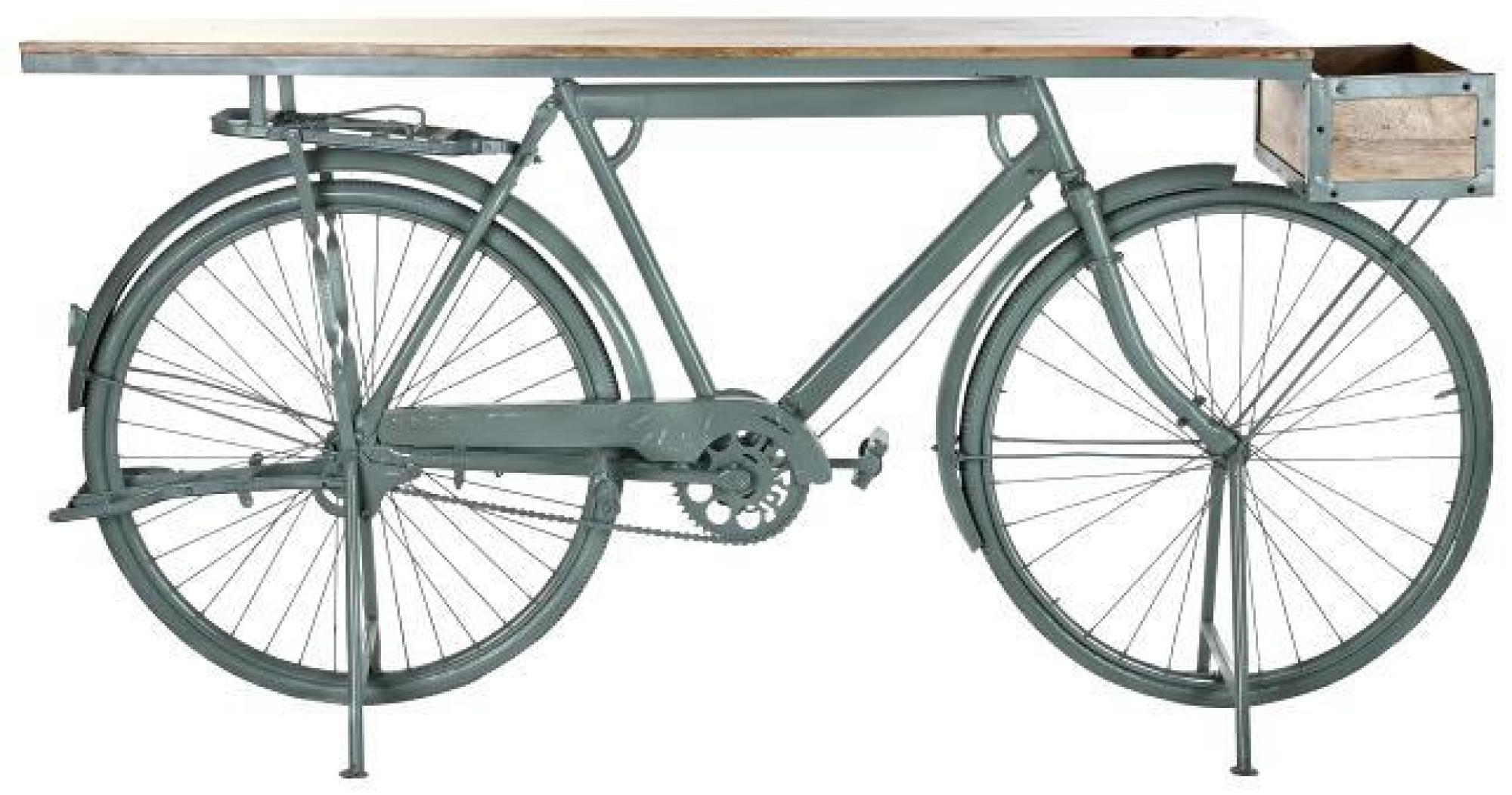 Product photograph of Shabby Mint Green Metal Bicycle Console Table from Choice Furniture Superstore.