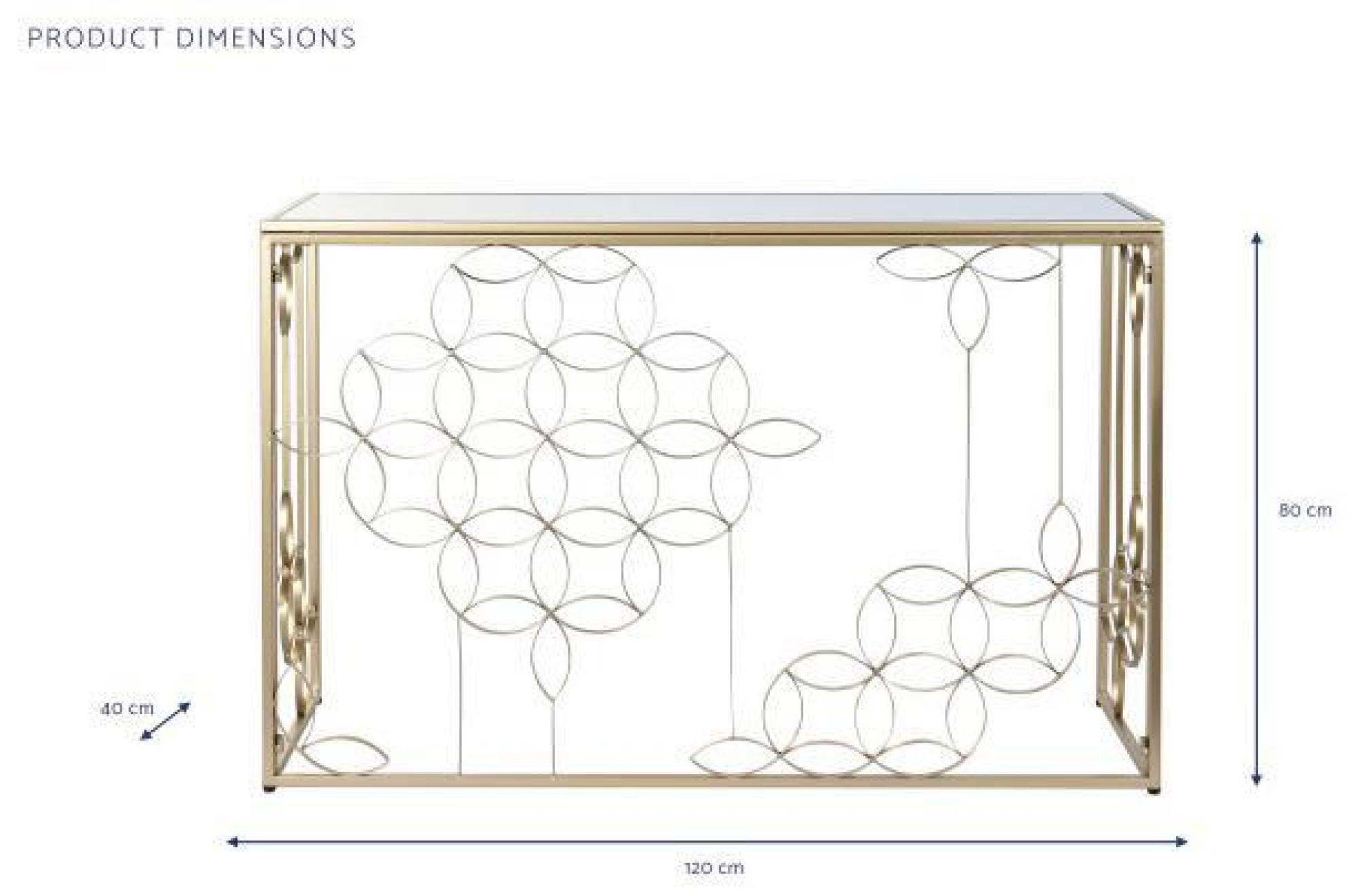 Product photograph of Glam Mirrored And Golden Metal Console Table from Choice Furniture Superstore.