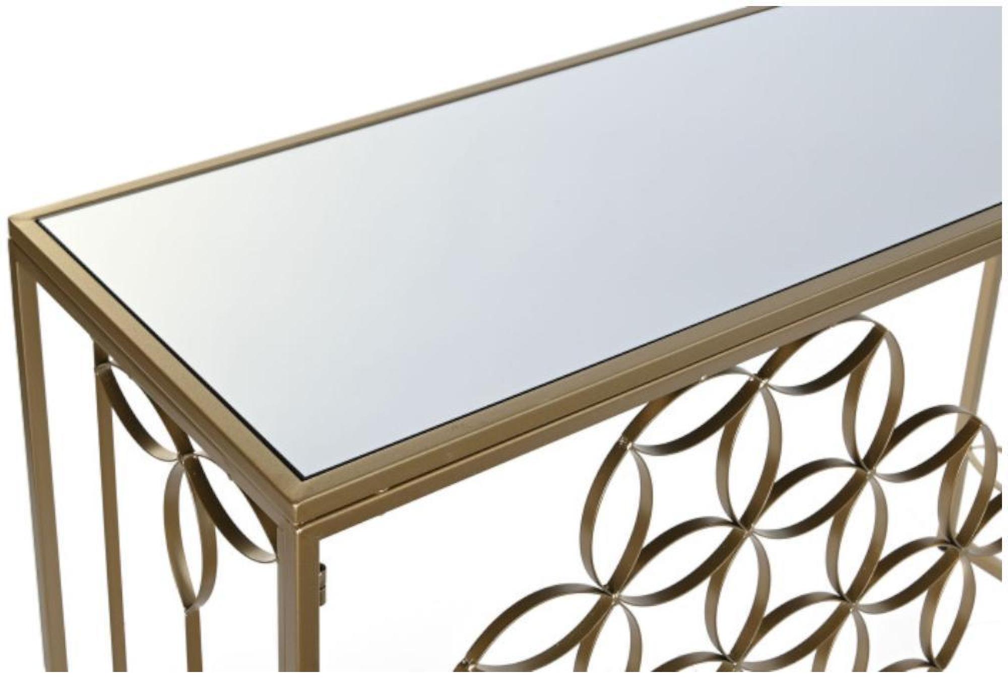 Product photograph of Glam Mirrored And Golden Metal Console Table from Choice Furniture Superstore.