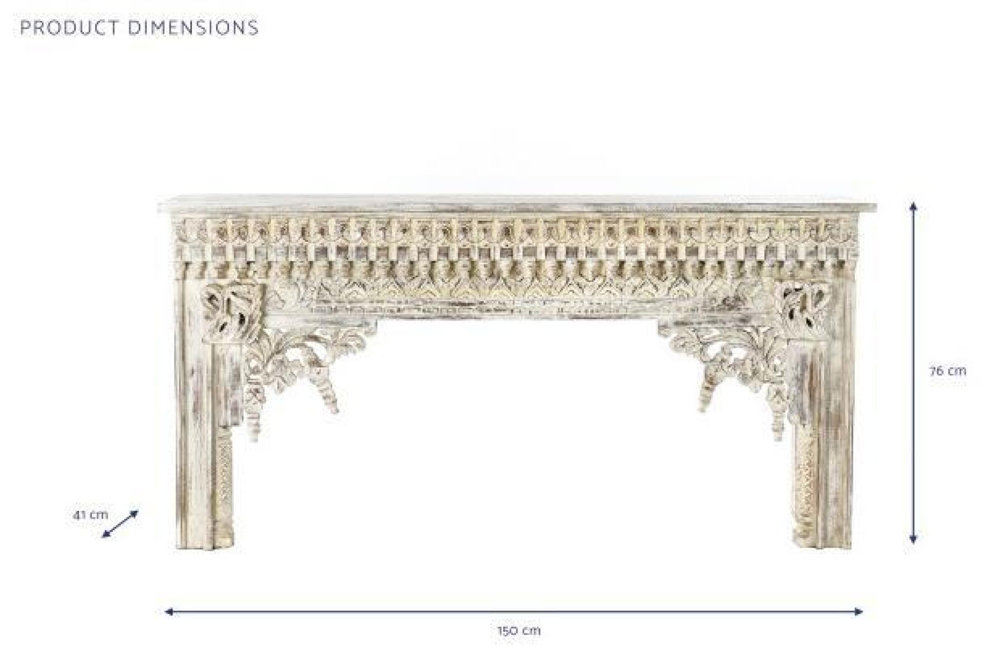 Product photograph of Indian White Mango Wood Console Table from Choice Furniture Superstore.