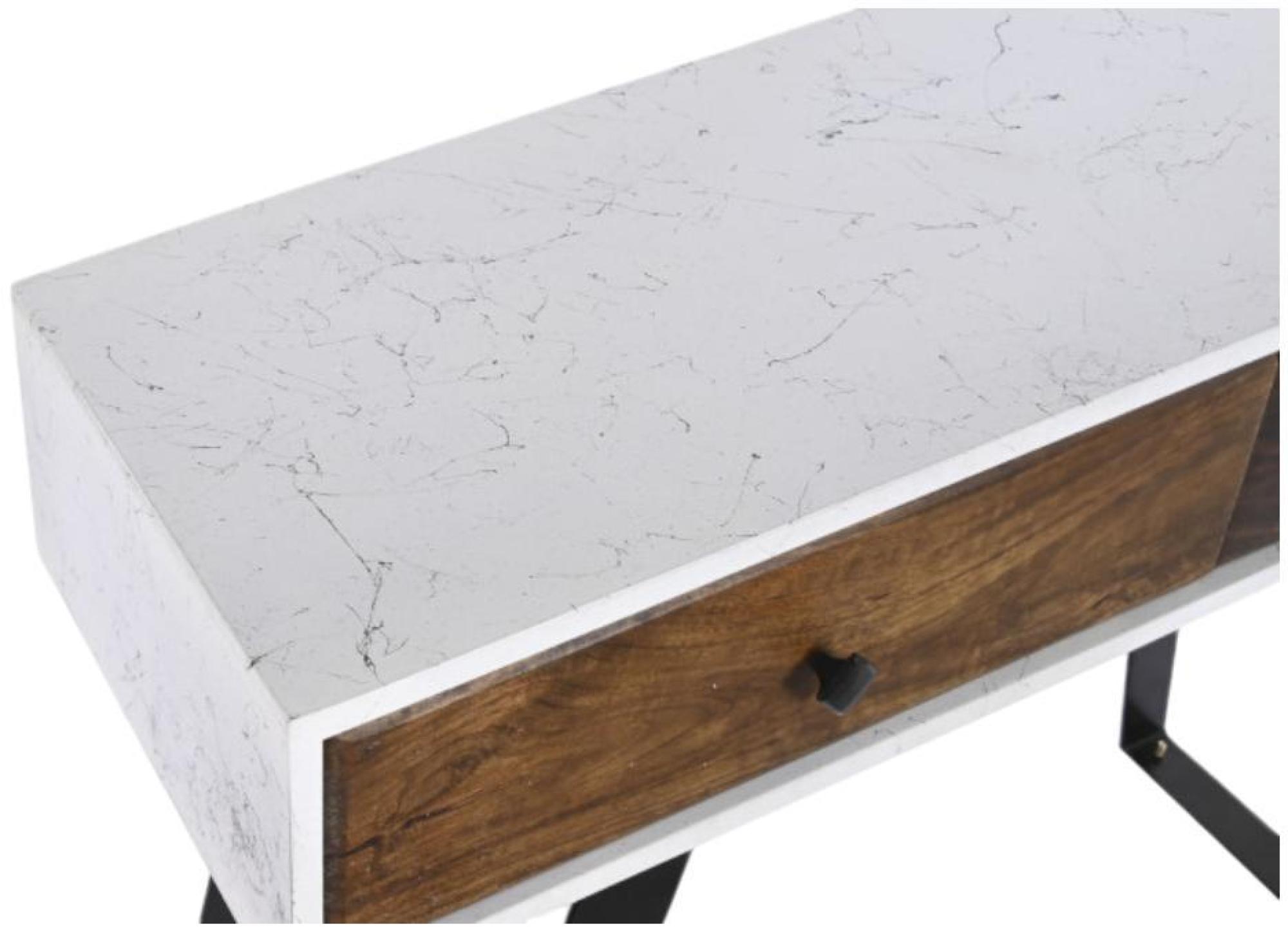 Product photograph of Modern White And Dark Brown 2 Drawer Console Table from Choice Furniture Superstore.