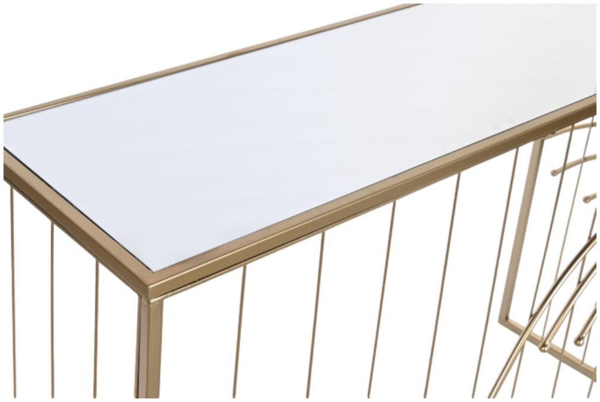 Product photograph of Glam Mirrored Top And Golden Metal Console Table from Choice Furniture Superstore.