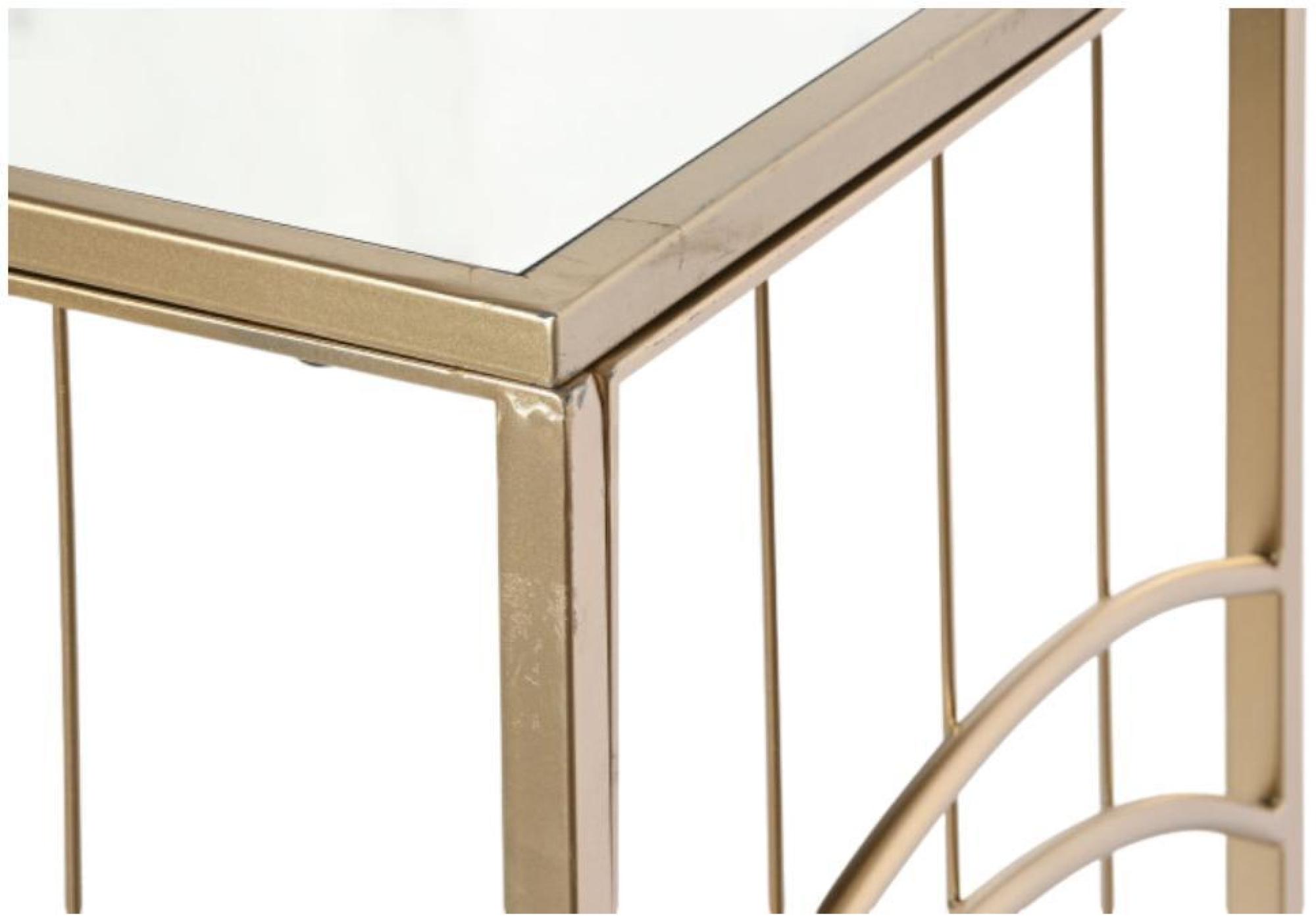 Product photograph of Glam Mirrored Top And Golden Metal Console Table from Choice Furniture Superstore.