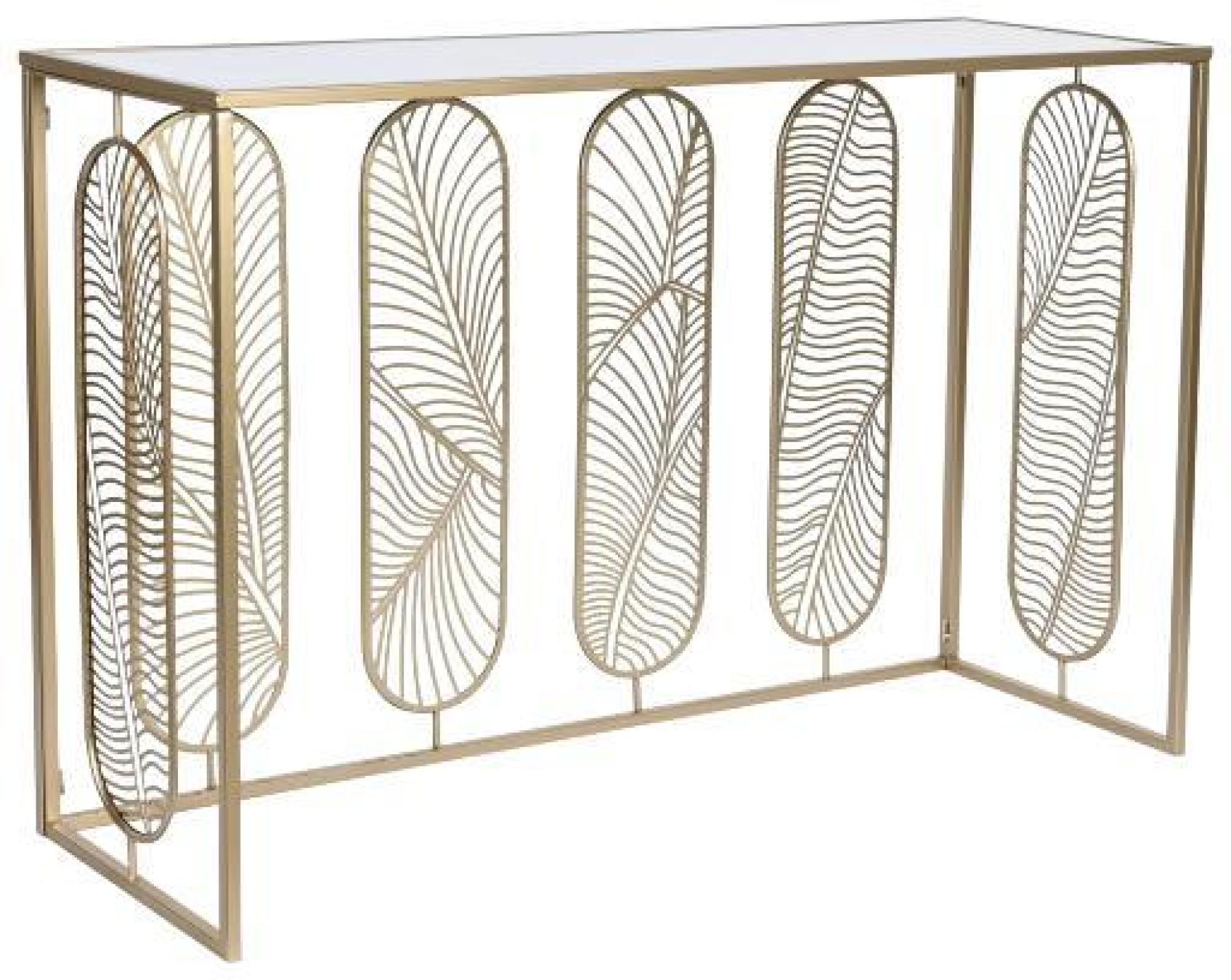 Product photograph of Glam Mirrored Top And Golden Leaves Console Table from Choice Furniture Superstore.