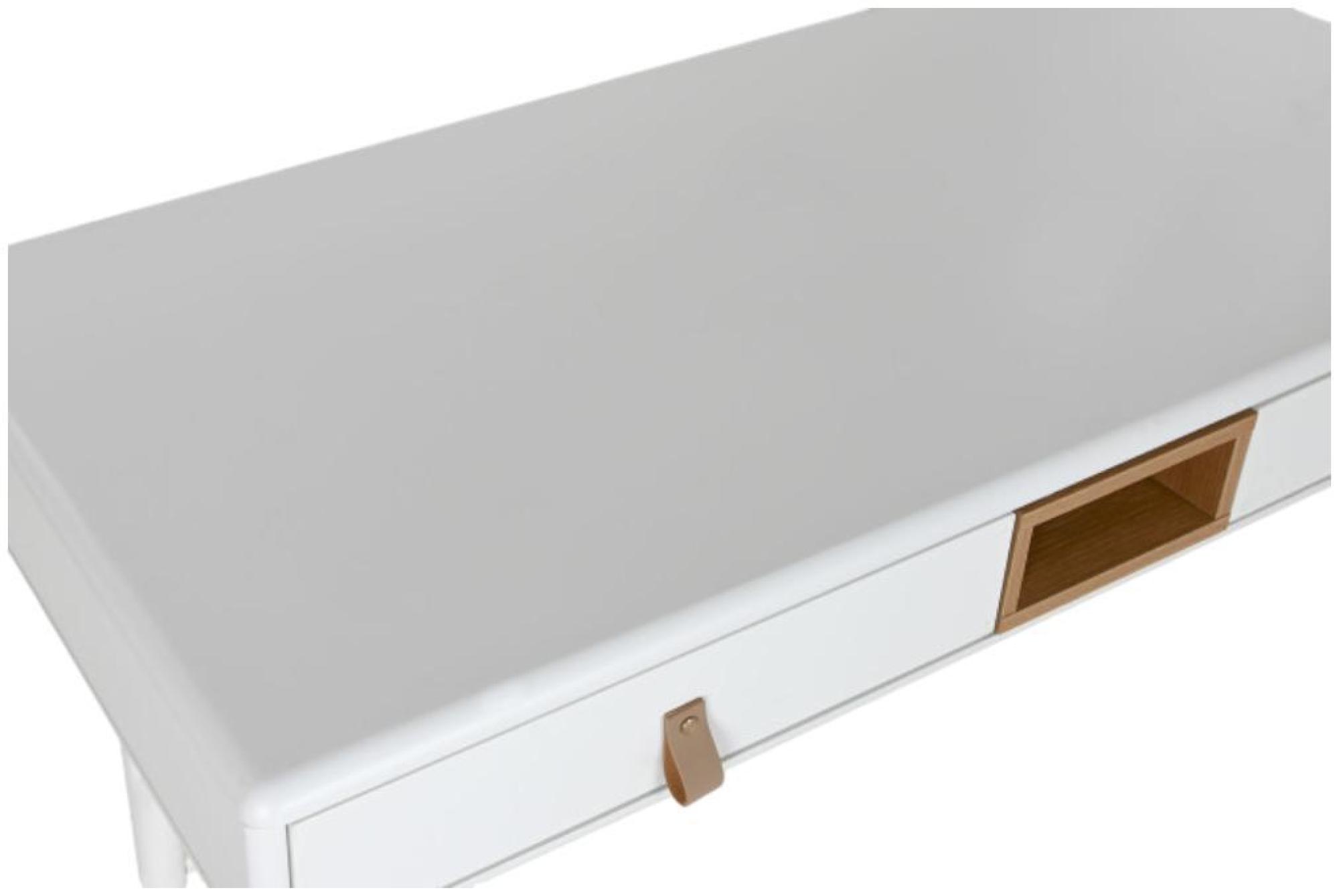 Product photograph of Scandi White Wood 2 Drawer Console Table from Choice Furniture Superstore.