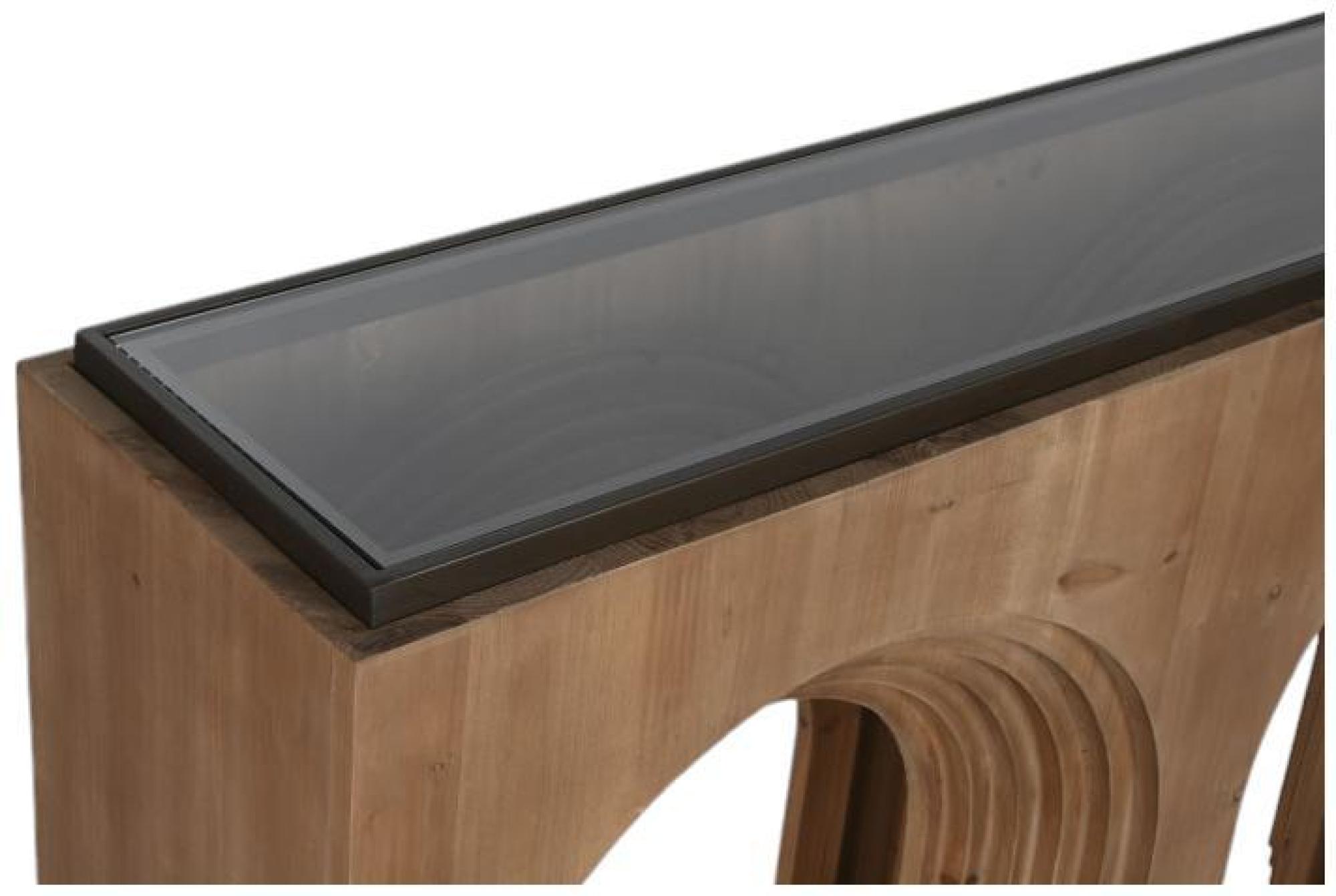 Product photograph of Modern Glass Top And Brown Console Table from Choice Furniture Superstore.