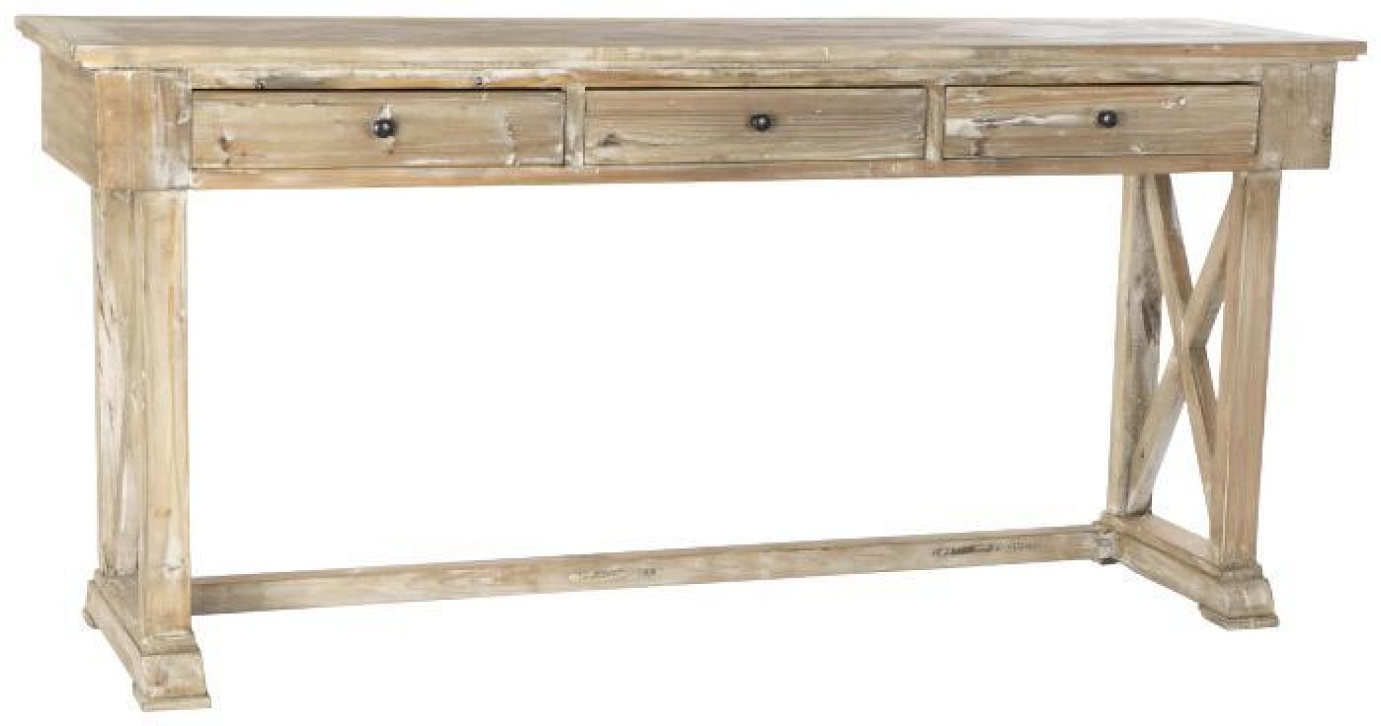 Product photograph of Cottage Light Brown Aged 3 Drawer Console Table from Choice Furniture Superstore.