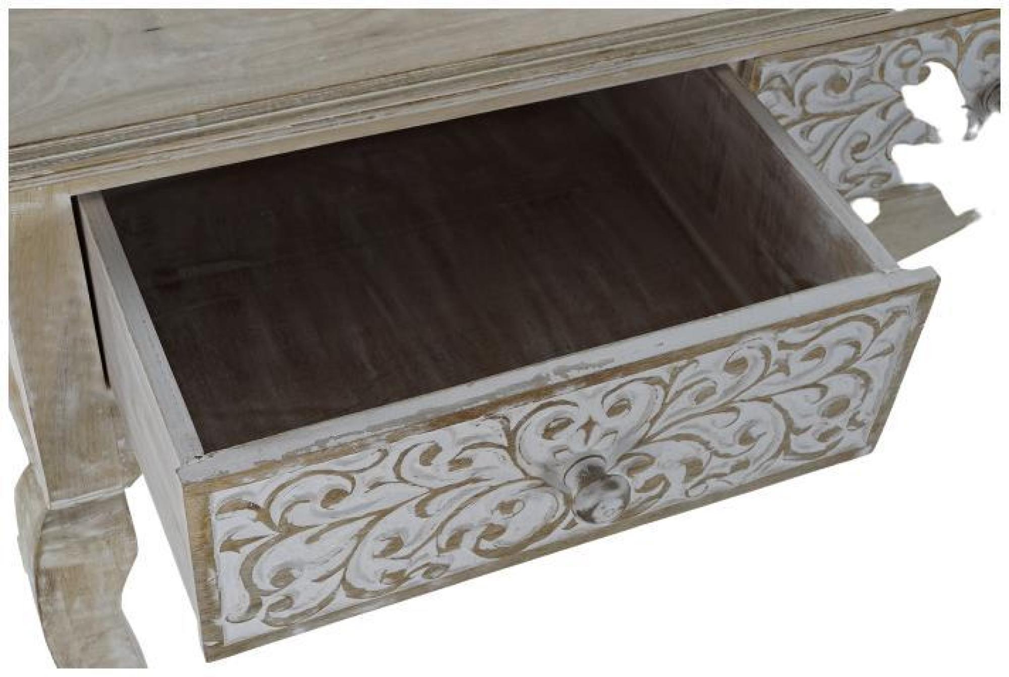 Product photograph of Natural And White Mango Wood 2 Drawer Console Table from Choice Furniture Superstore.