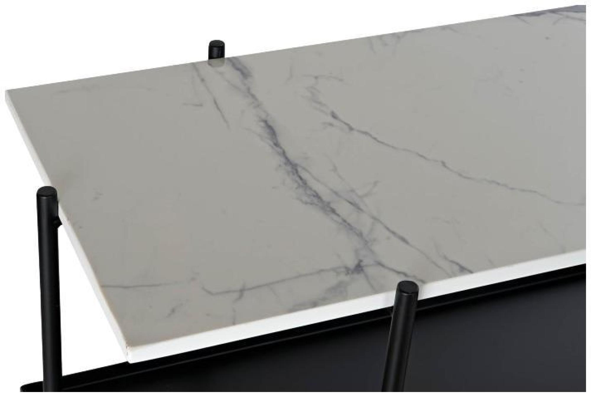 Product photograph of White Marble And Black Metal Console Table from Choice Furniture Superstore.