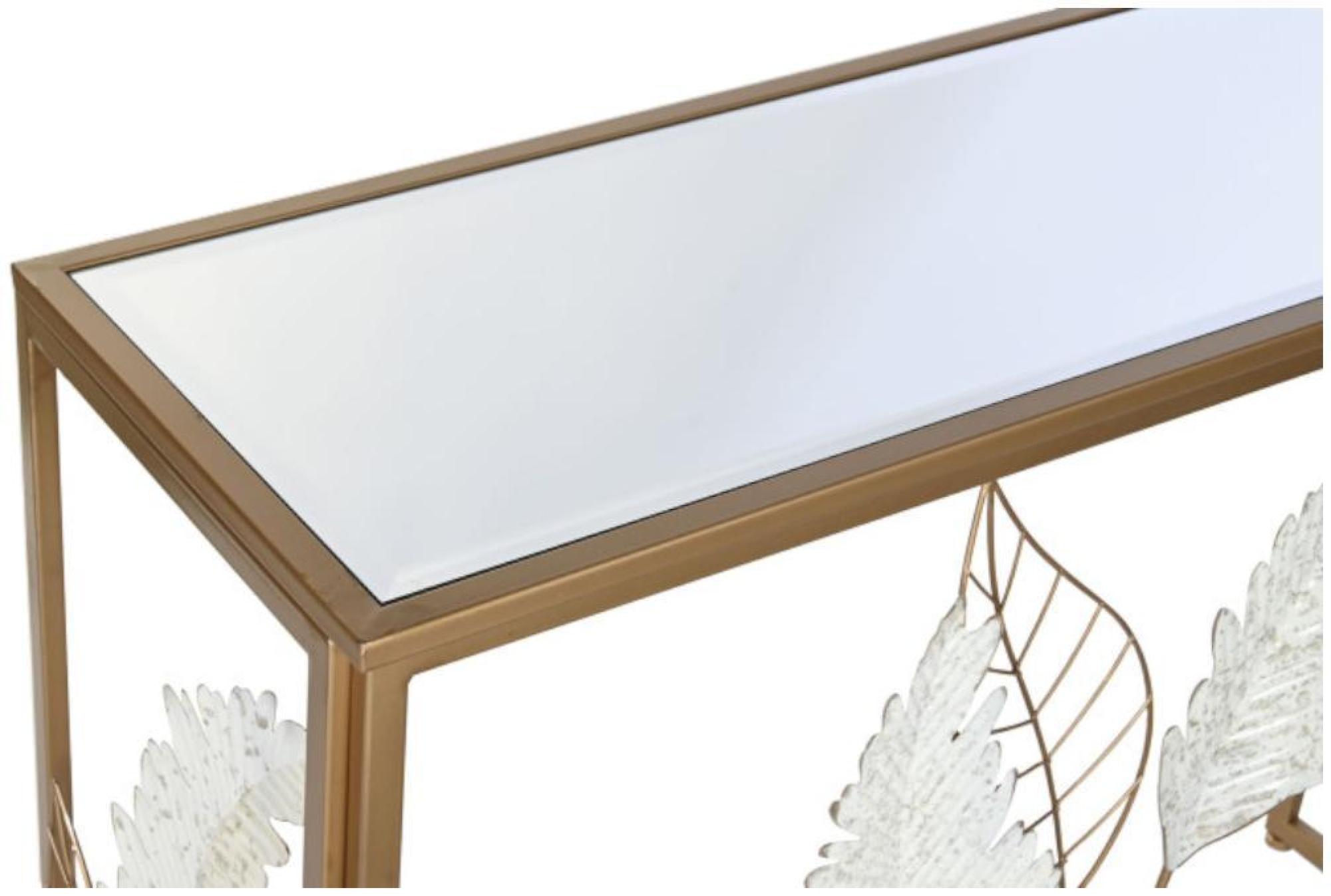 Product photograph of Glam Mirrored Console Table With Golden Tree Trim from Choice Furniture Superstore.